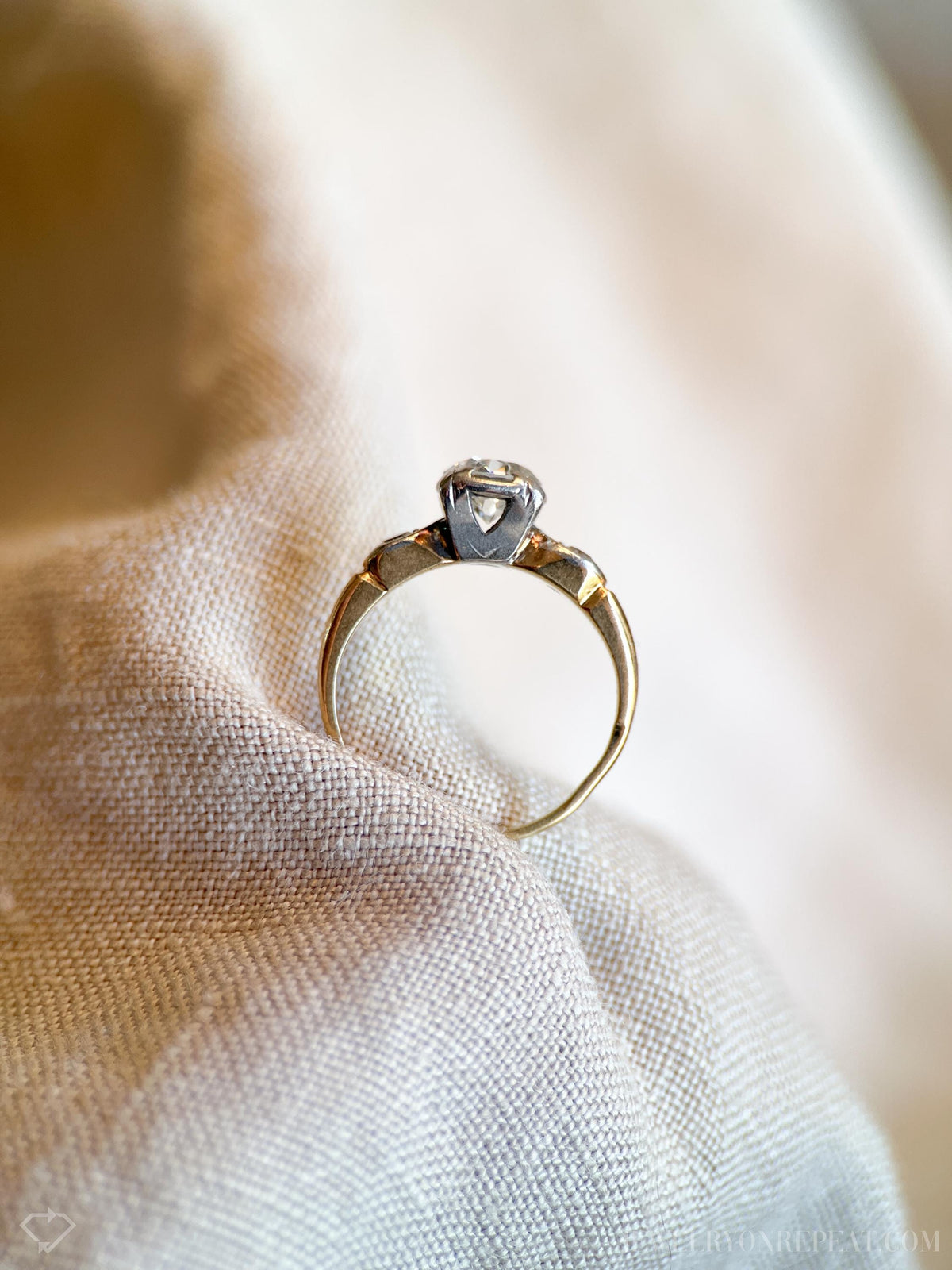Vintage 1940s Art Deco Diamond Engagement Ring, 14k Gold