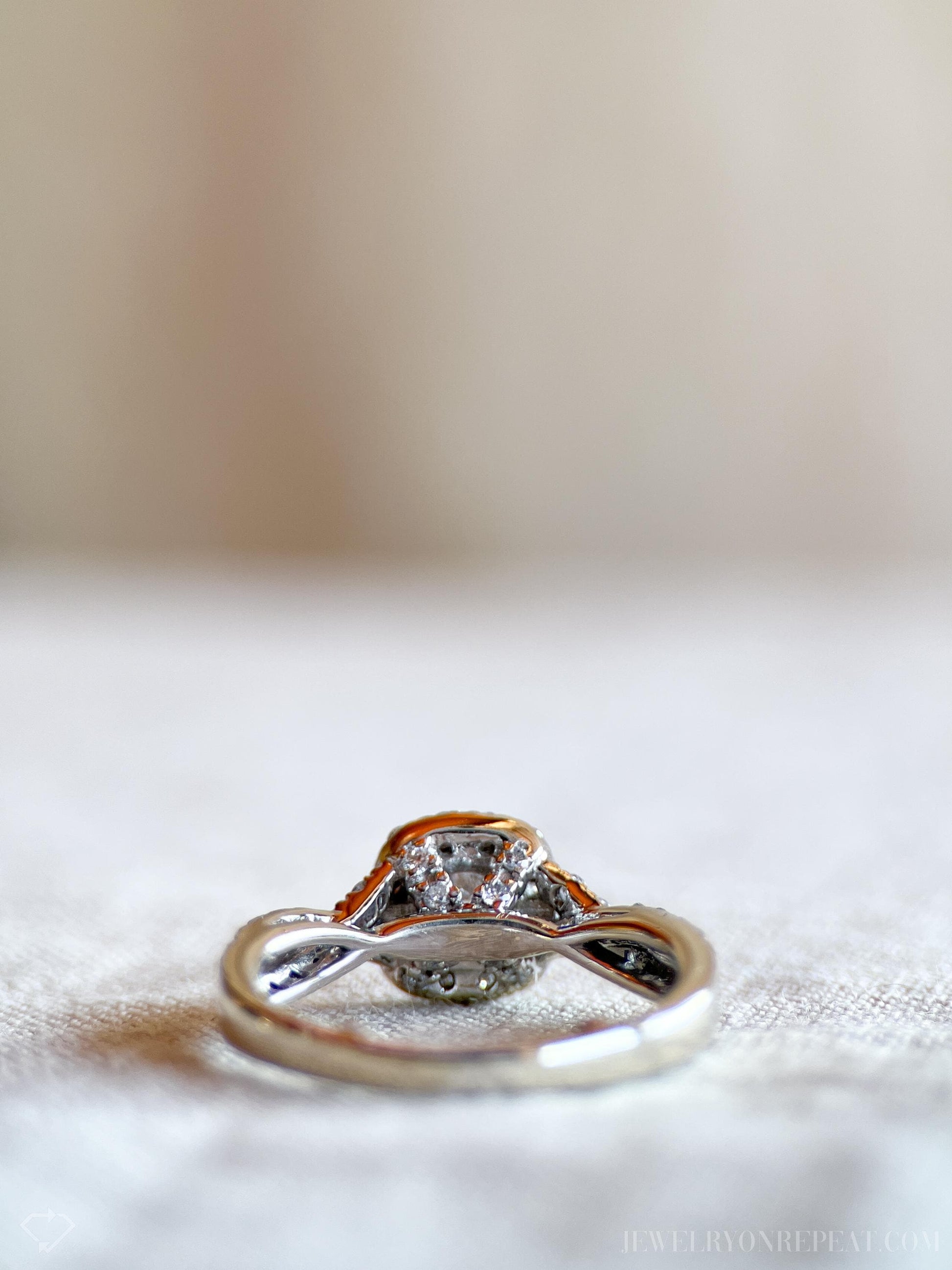 Vintage Diamond Engagement Ring, Round Cut, 14k White Gold, 1990s Halo Infinity Bridal Ring
