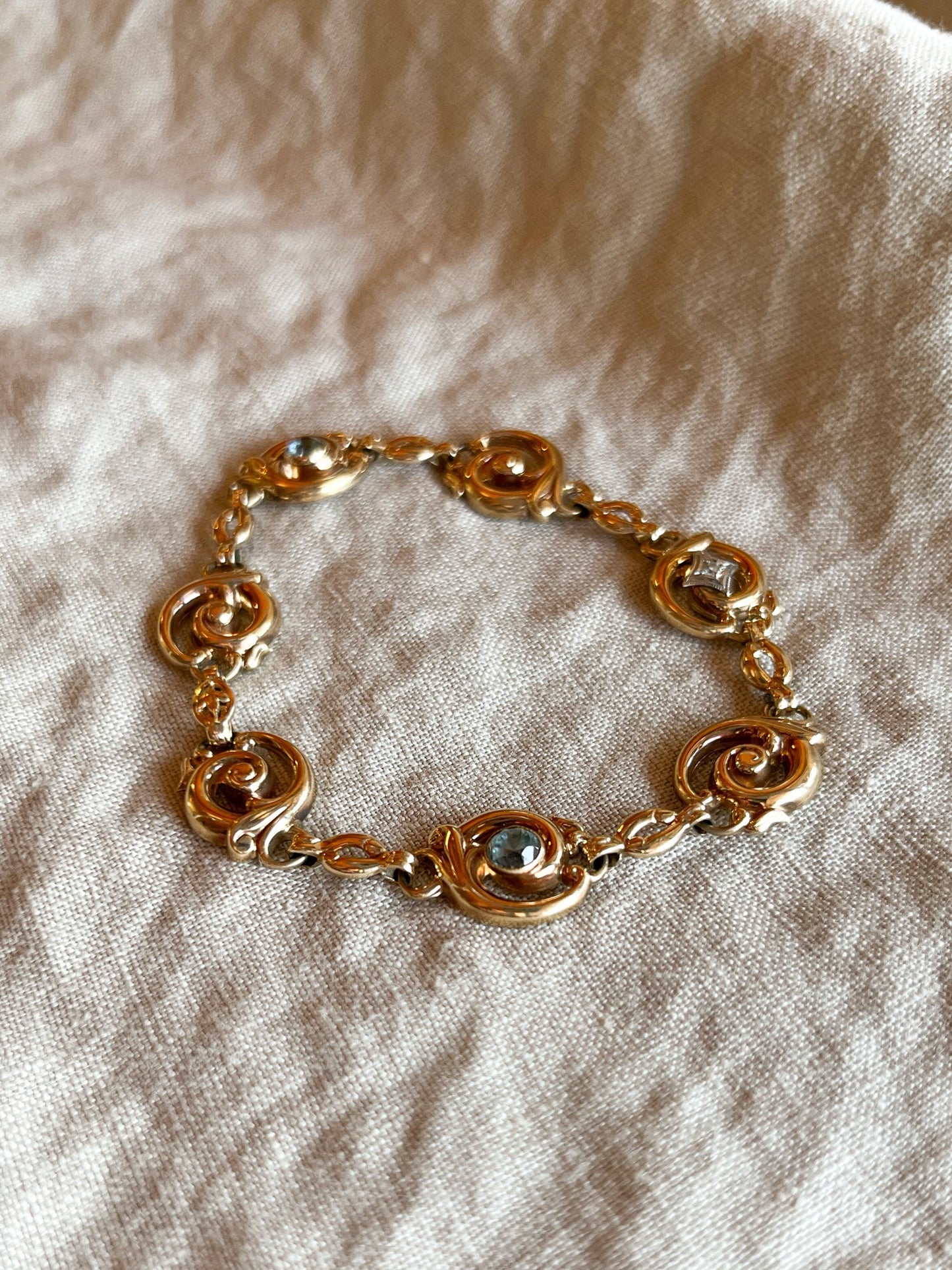 Vintage Zircon Gemstone Bracelet in 10k Gold