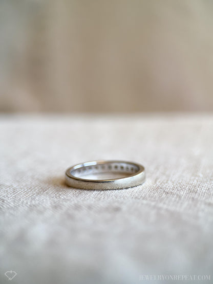 Vintage 1990s Diamond Wedding Band, 14k White Gold