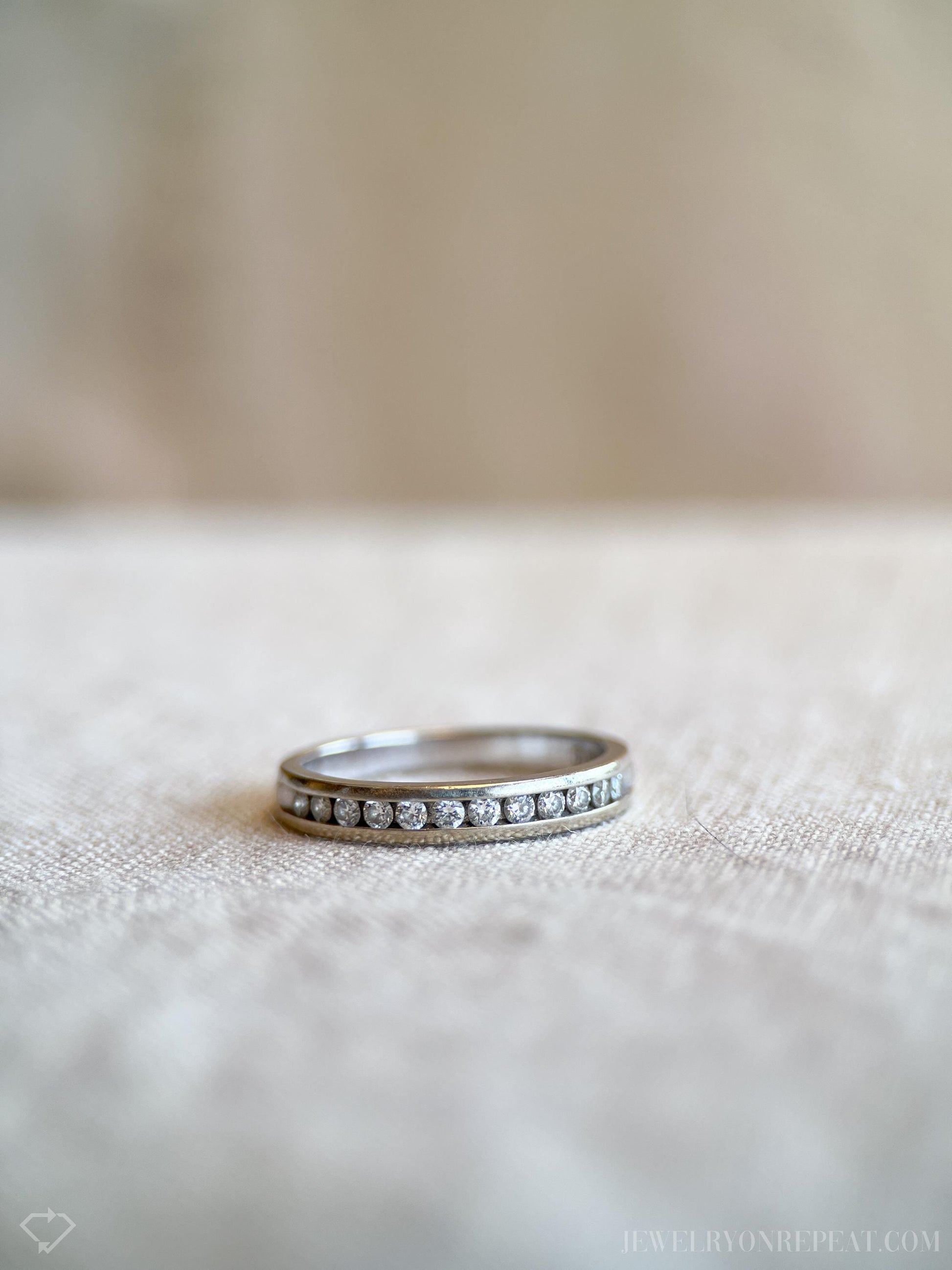 Vintage 1990s Diamond Wedding Band, 14k White Gold