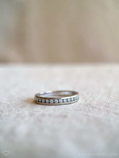 Vintage 1990s Diamond Wedding Band, 14k White Gold