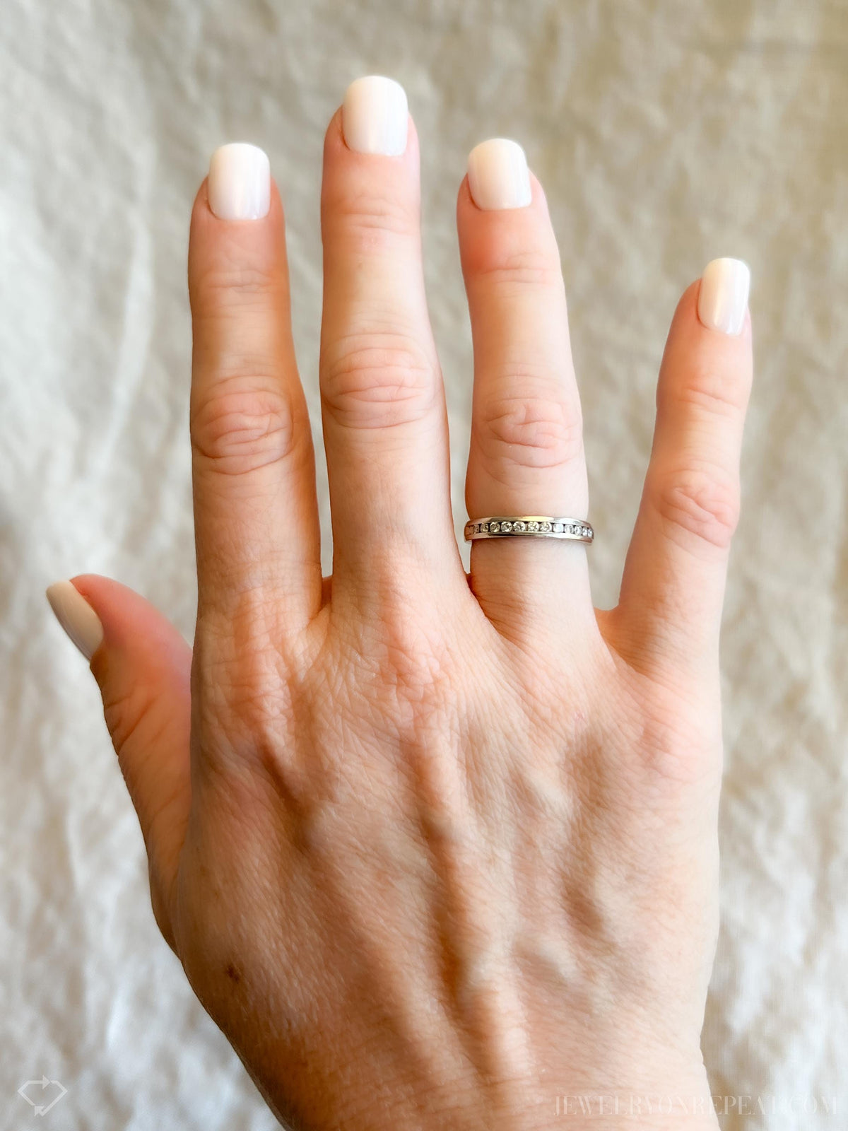 Vintage 1990s Diamond Wedding Band, 14k White Gold