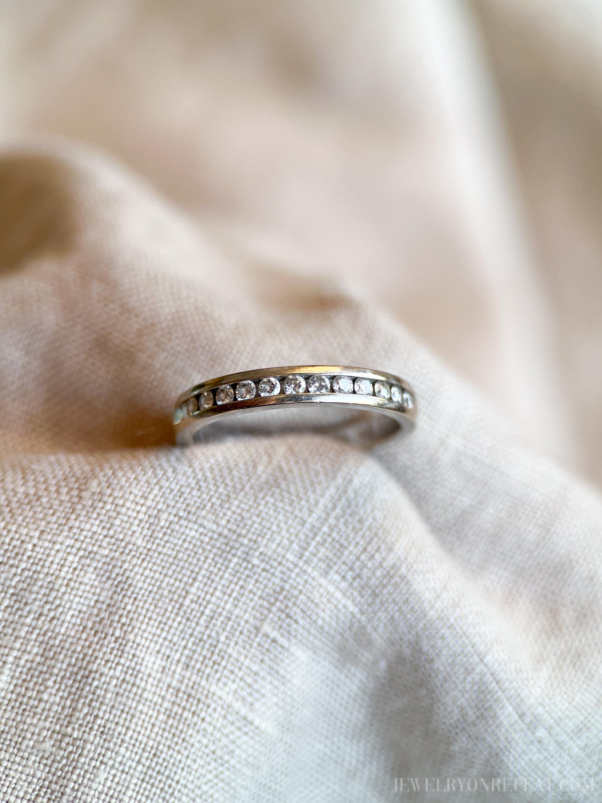 Vintage 1990s Diamond Wedding Band, 14k White Gold
