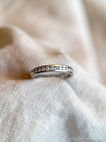 Vintage 1990s Diamond Wedding Band, 14k White Gold