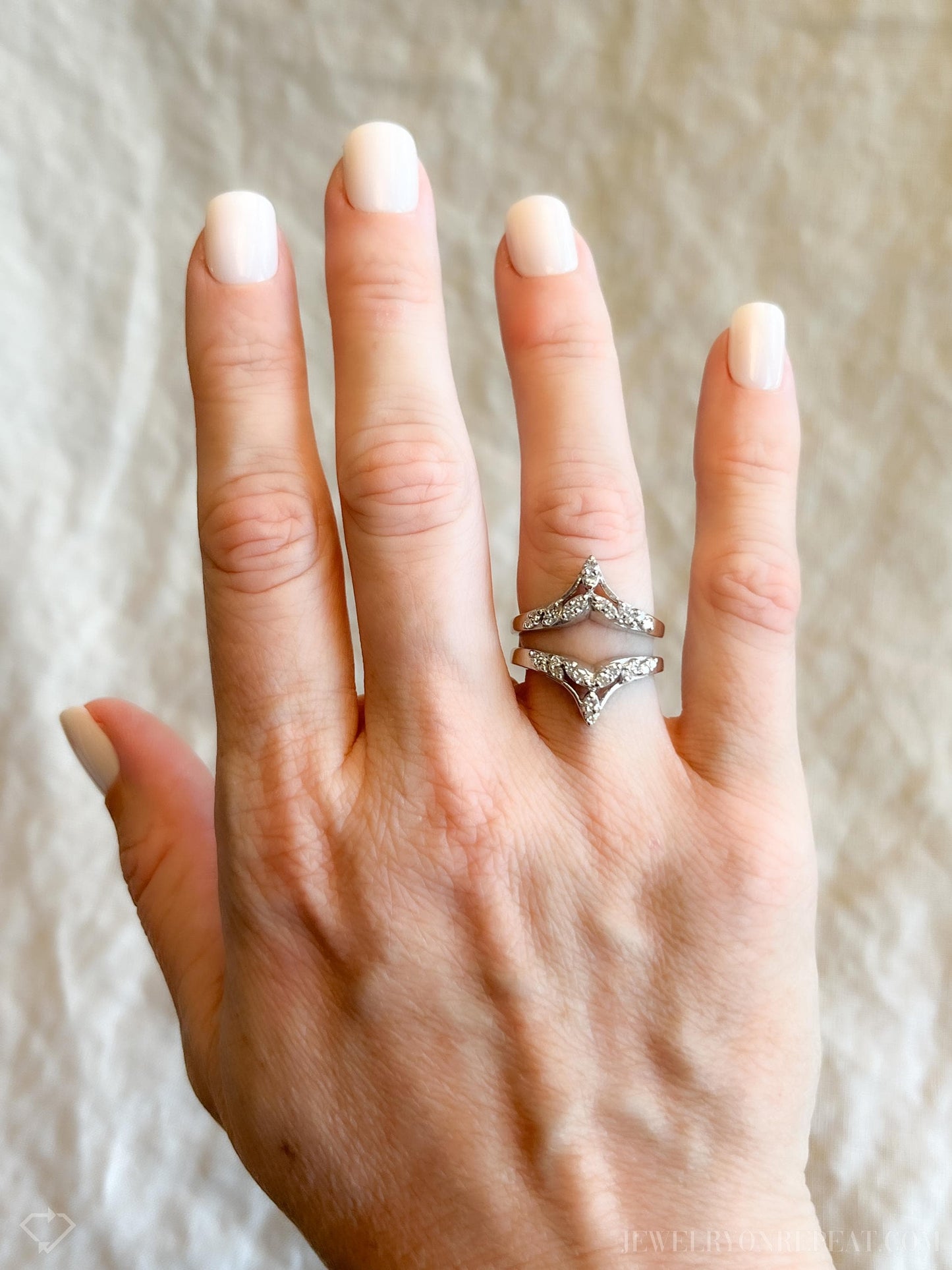 Vintage 1990s Diamond Wedding Ring Guard, 14k White Gold