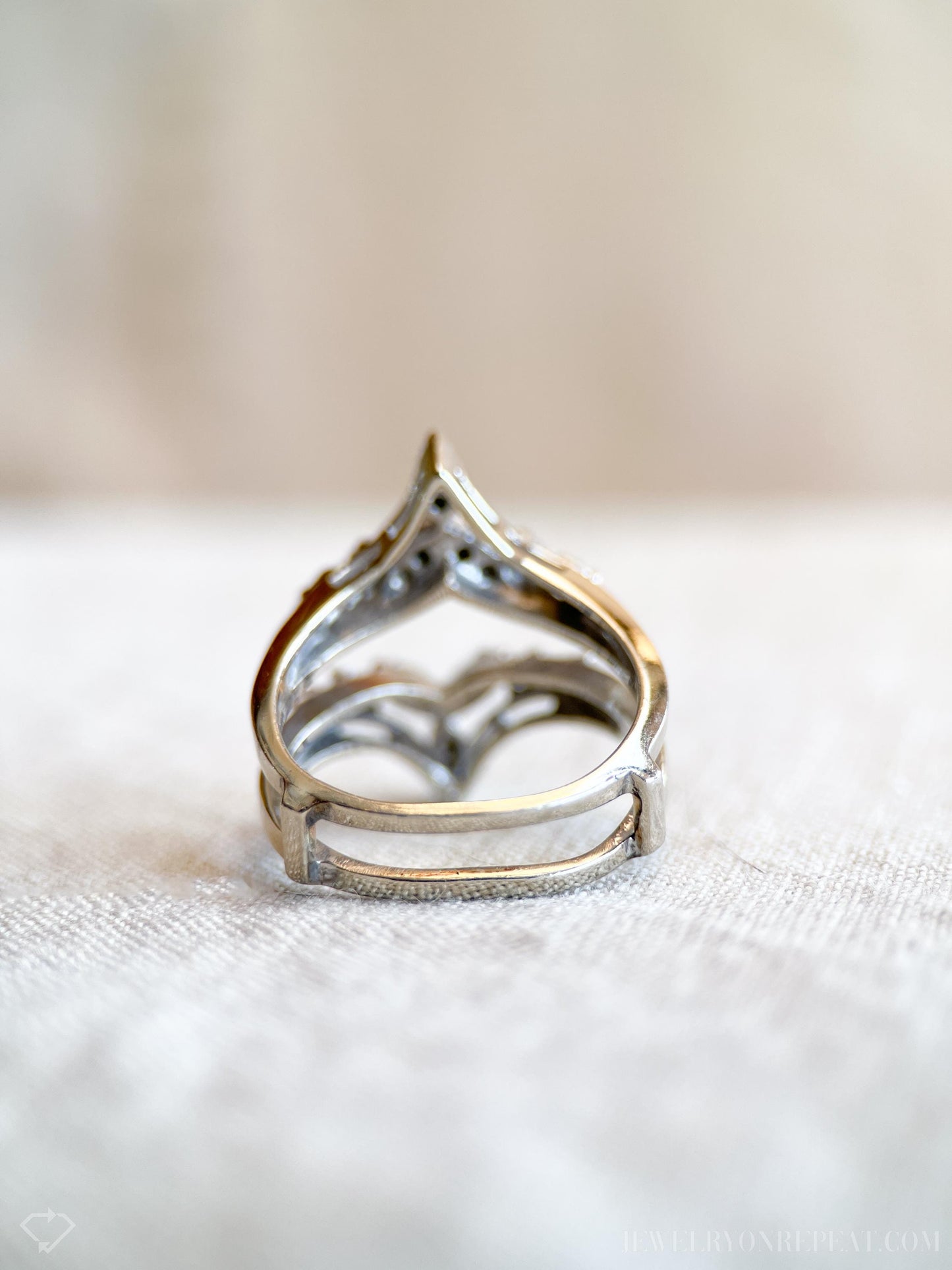 Vintage 1990s Diamond Wedding Ring Guard, 14k White Gold