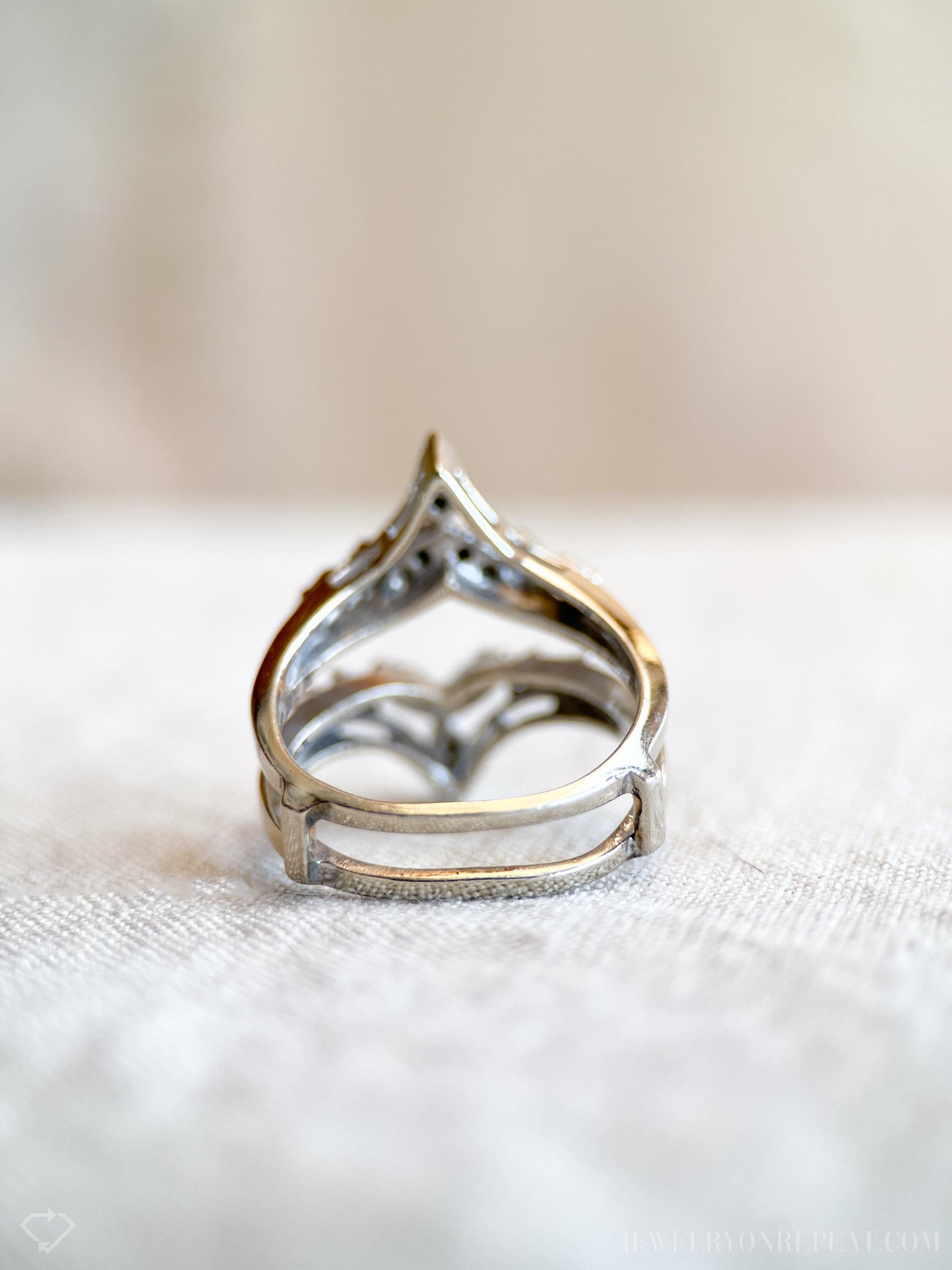 Vintage 1990s Diamond Wedding Ring Guard, 14k White Gold