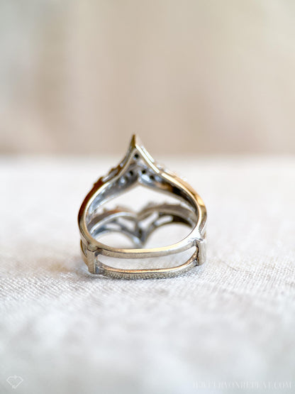 Vintage 1990s Diamond Wedding Ring Guard, 14k White Gold