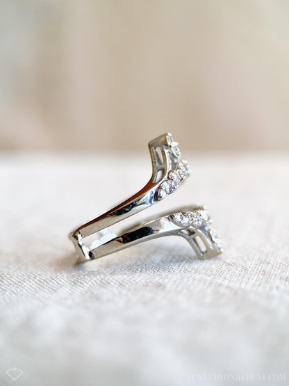 Vintage 1990s Diamond Wedding Ring Guard, 14k White Gold