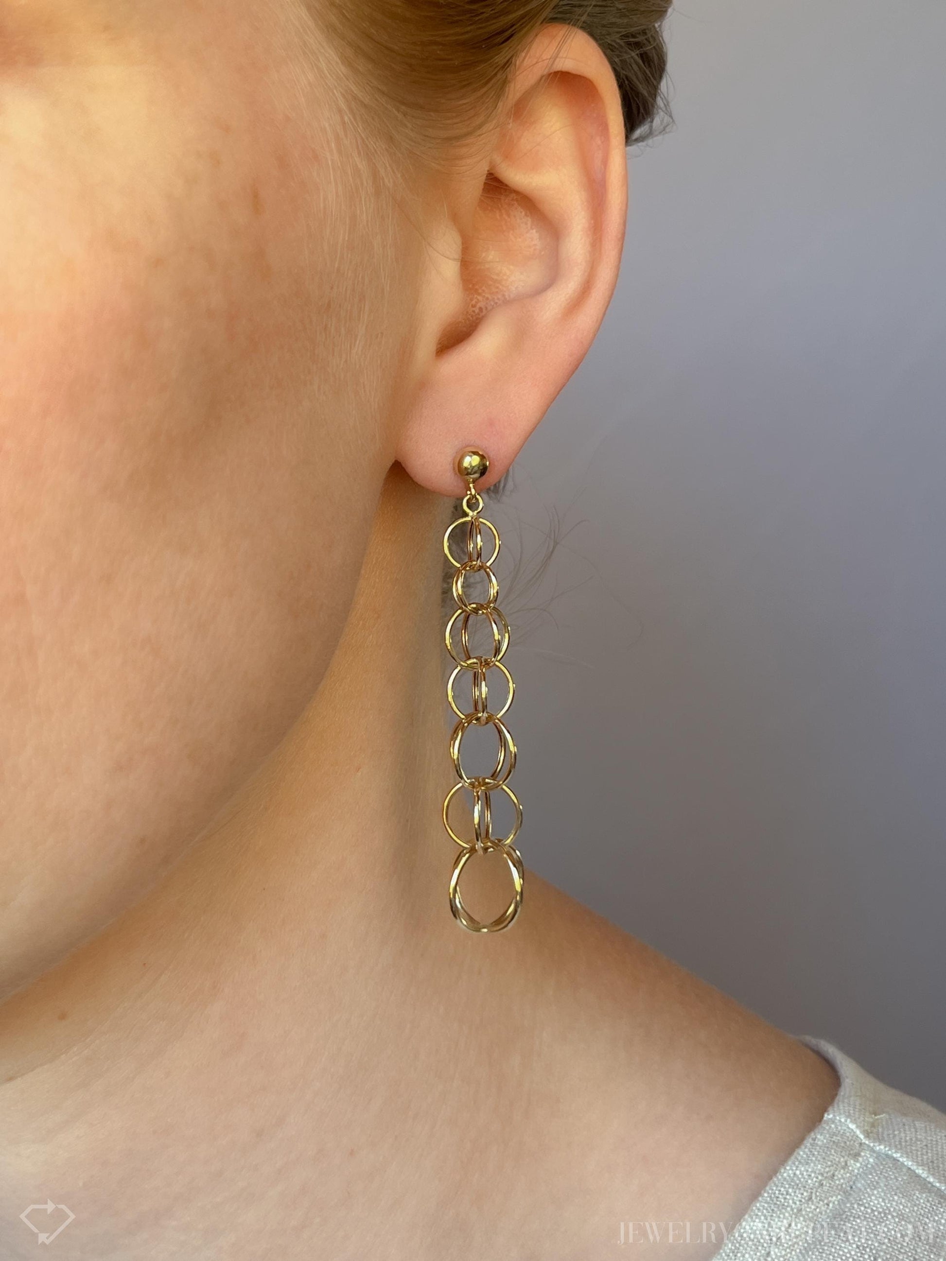 Vintage Gold Chain Dangle Earrings in 14k Gold