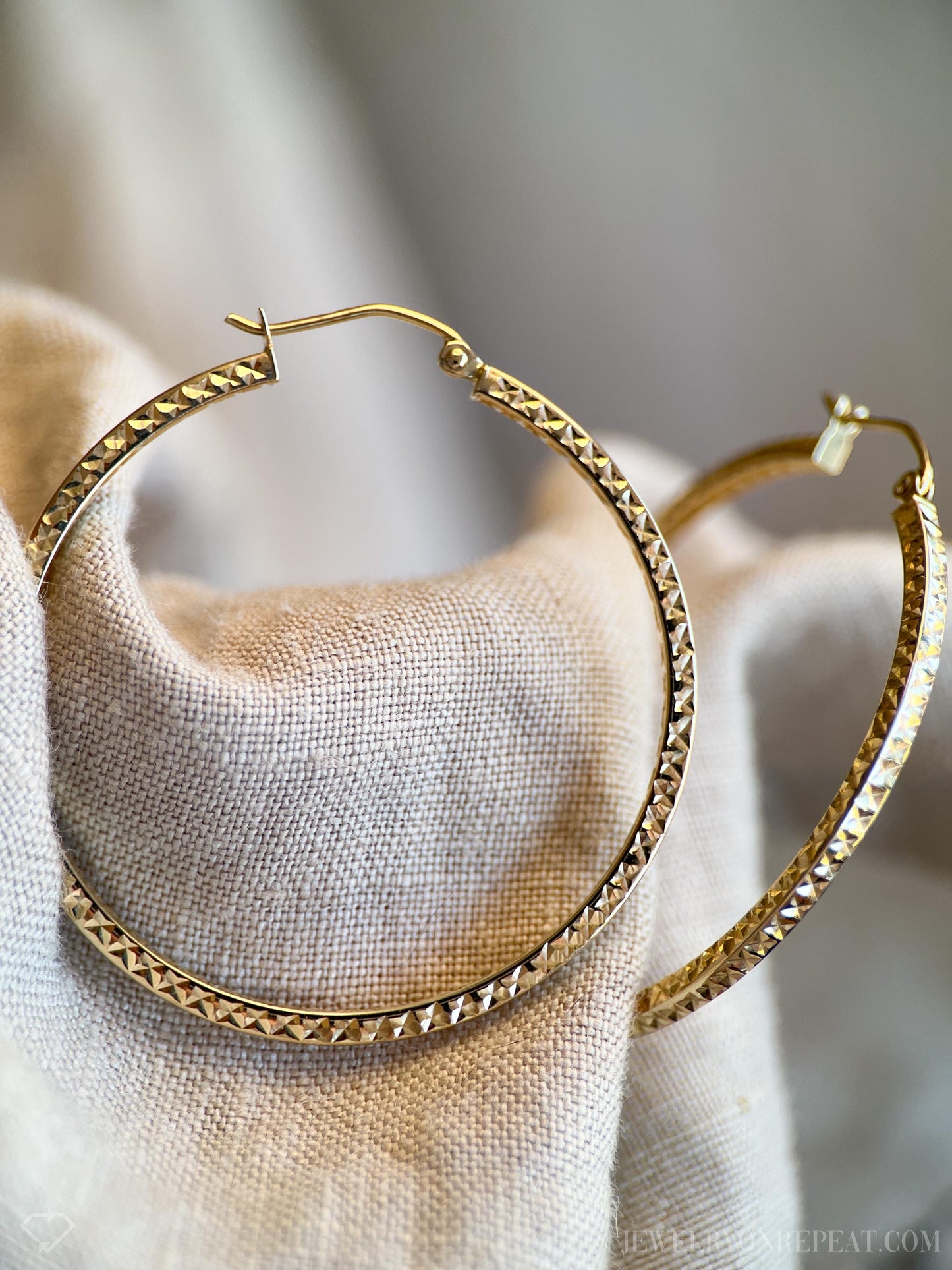 Vintage 1990s Large Hoop Earrings in 14k Gold