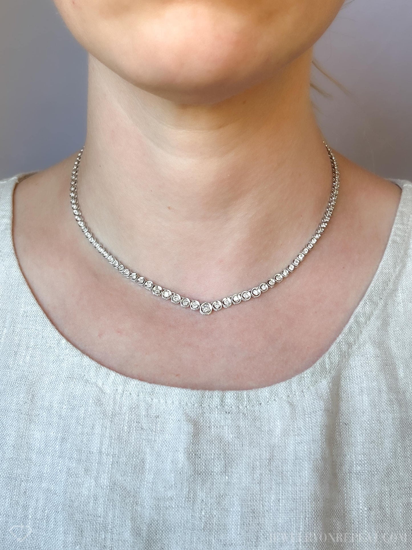 Vintage 1990s Diamond Necklace in 18k White Gold Timeless Sustainability • Vintage Fine Jewelry