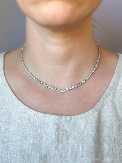 Vintage 1990s Diamond Necklace in 18k White Gold Timeless Sustainability • Vintage Fine Jewelry