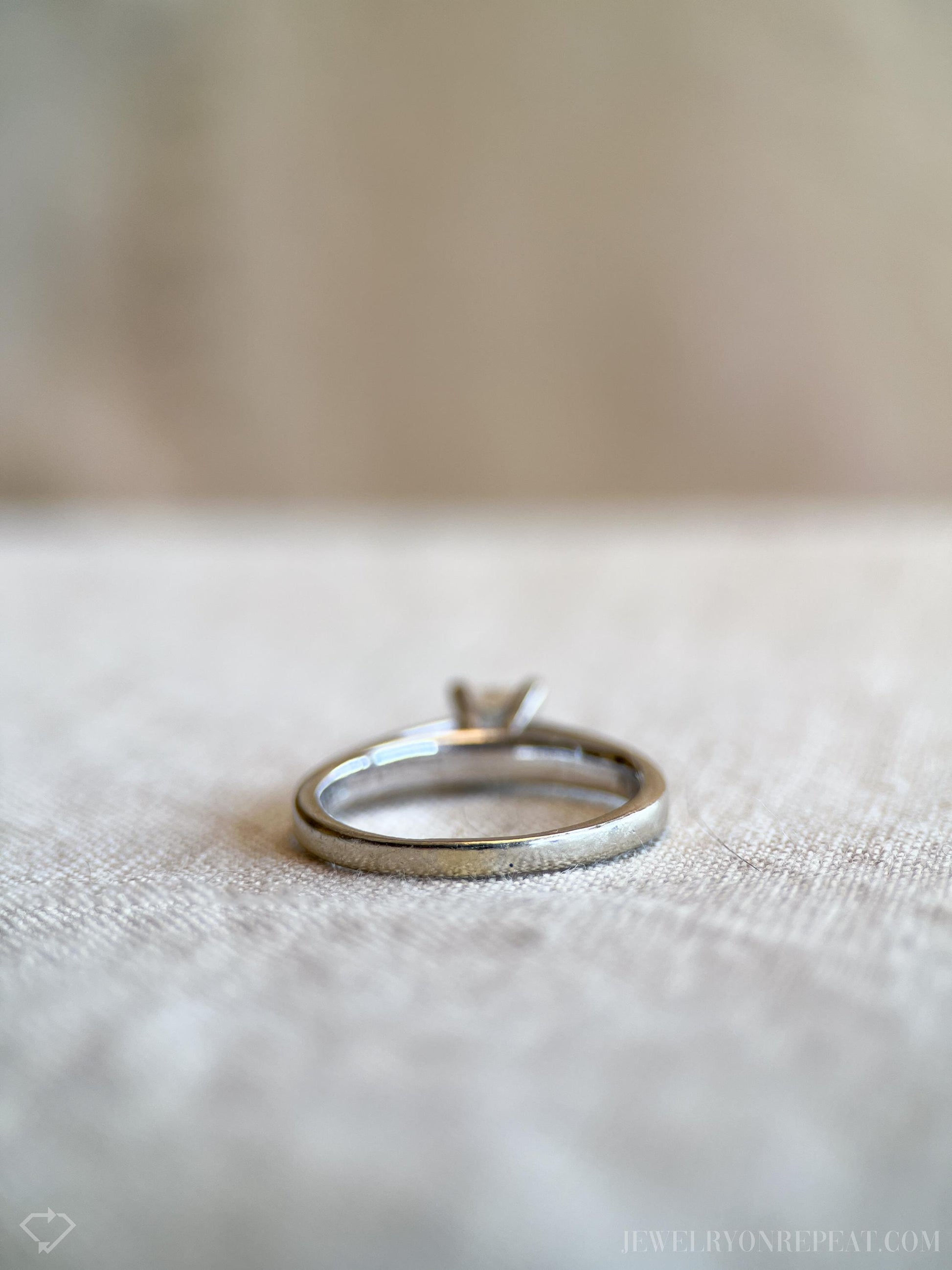 Vintage Diamond Engagement Ring, Princess Cut, 14k White Gold, 1990s Solitaire Bridal Ring