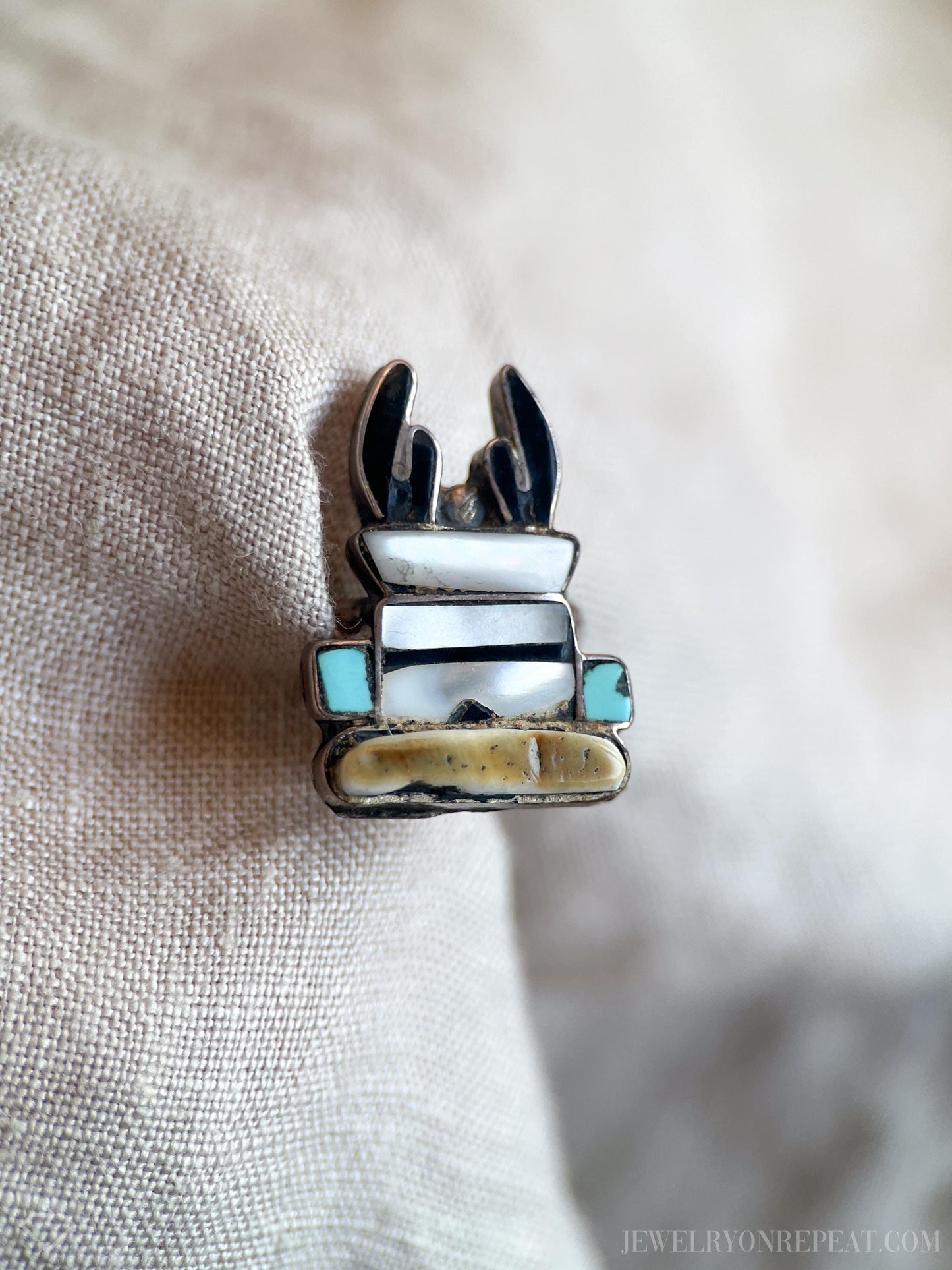 Vintage Tribal Gemstone Ring in Sterling Silver