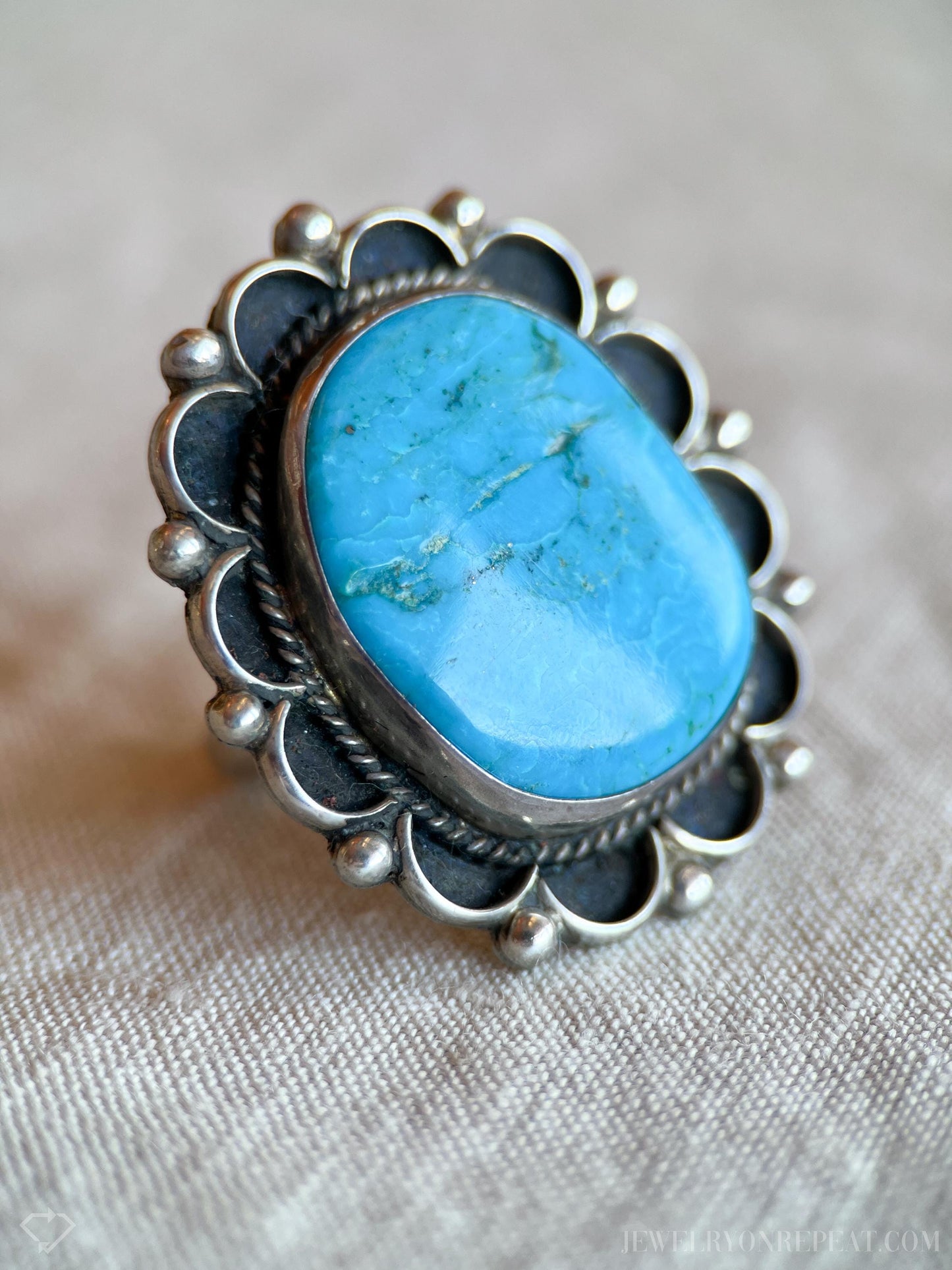 Vintage Turquoise Gemstone Ring in Sterling Silver