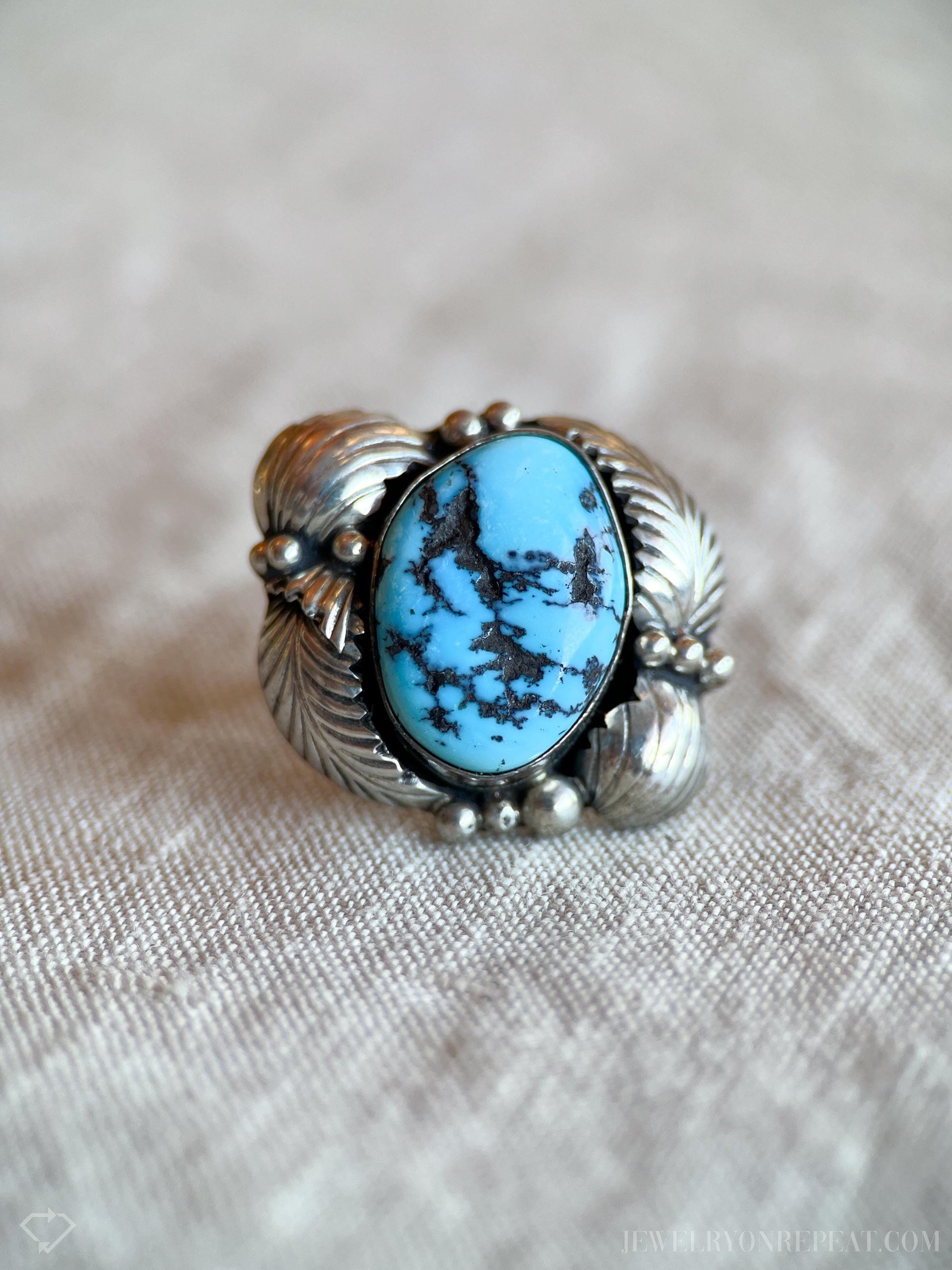 Vintage Turquoise Gemstone Ring in Sterling Silver