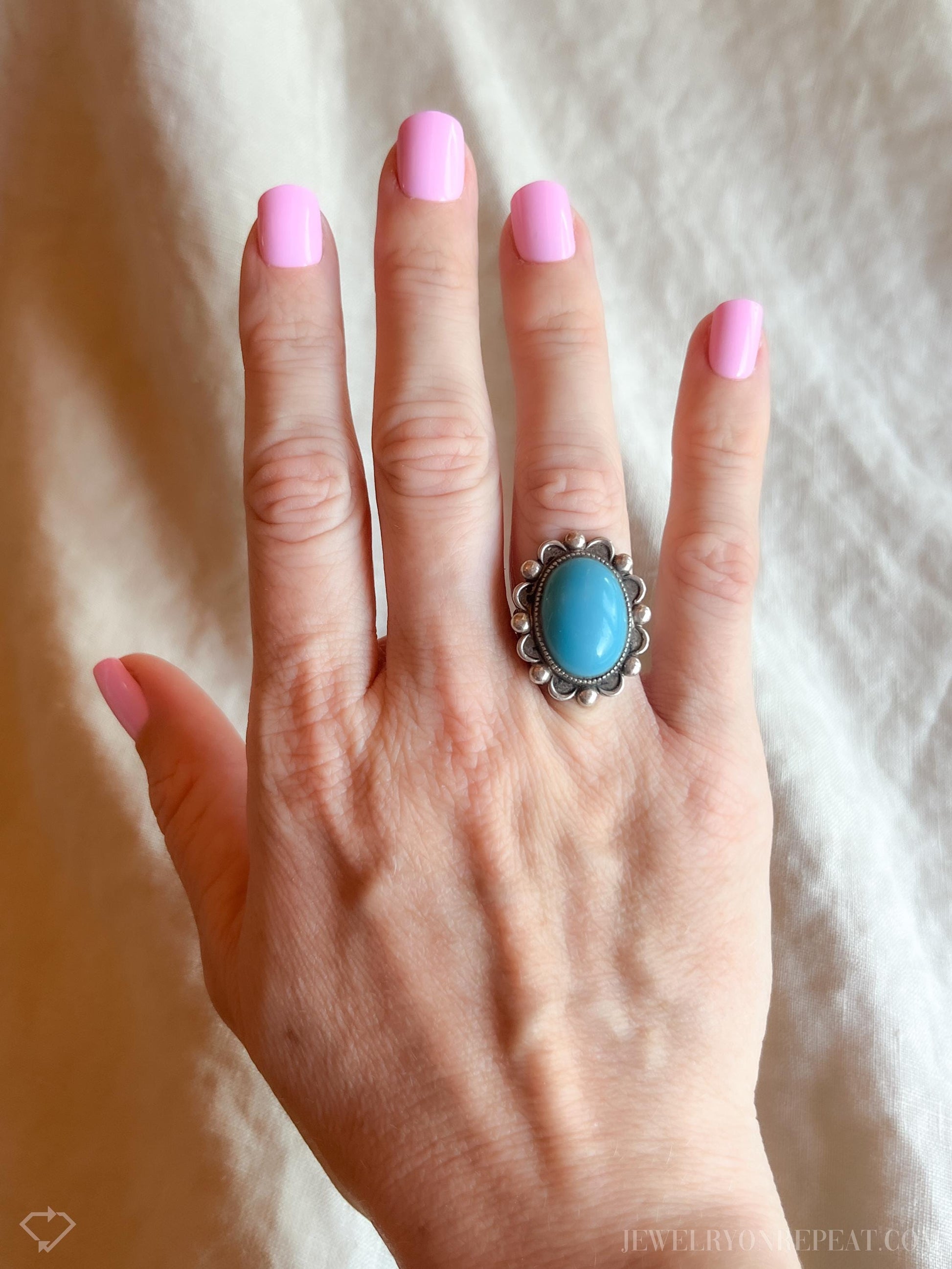 Vintage Turquoise Gemstone Ring in Sterling Silver