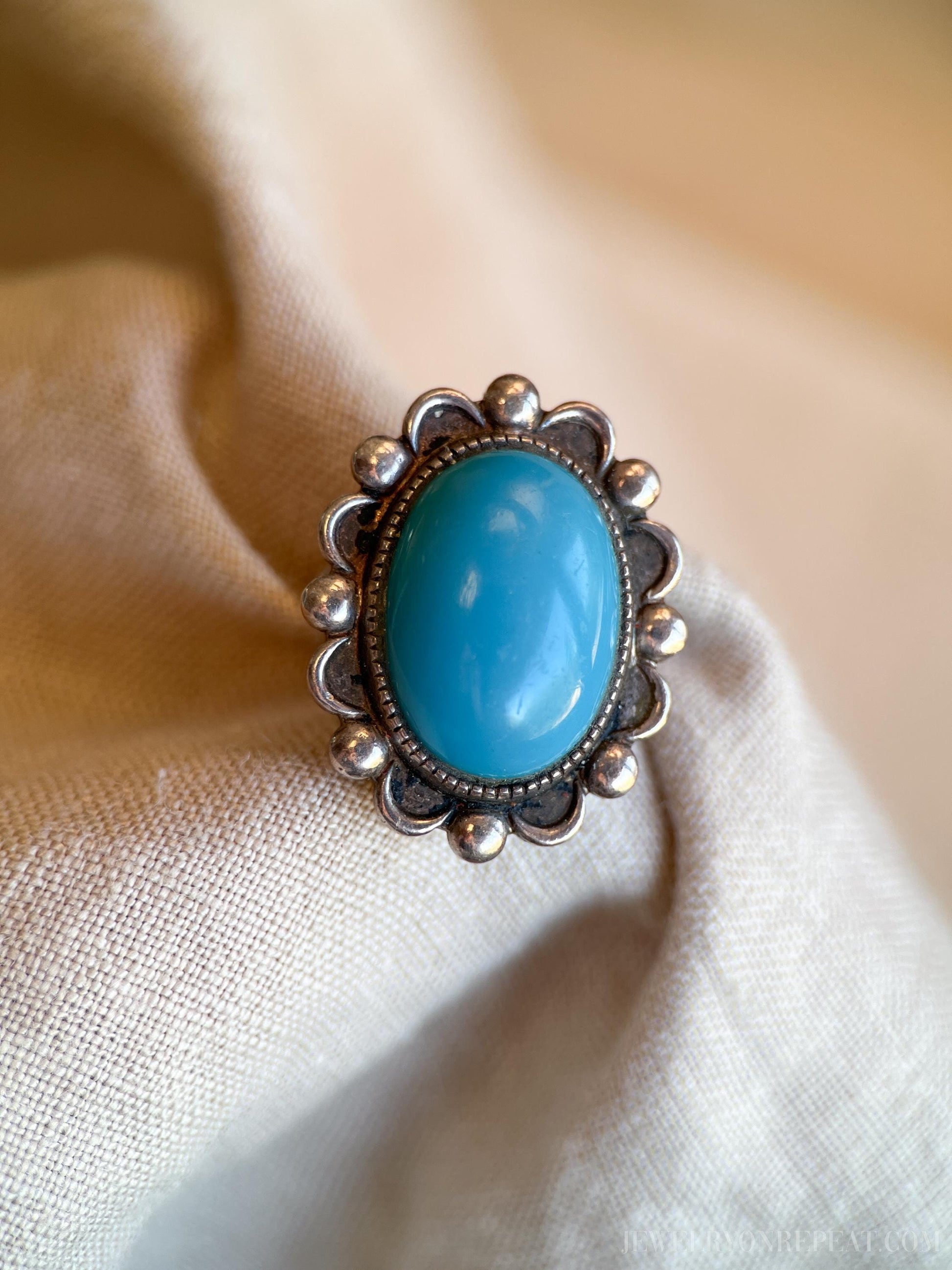 Vintage Turquoise Gemstone Ring in Sterling Silver