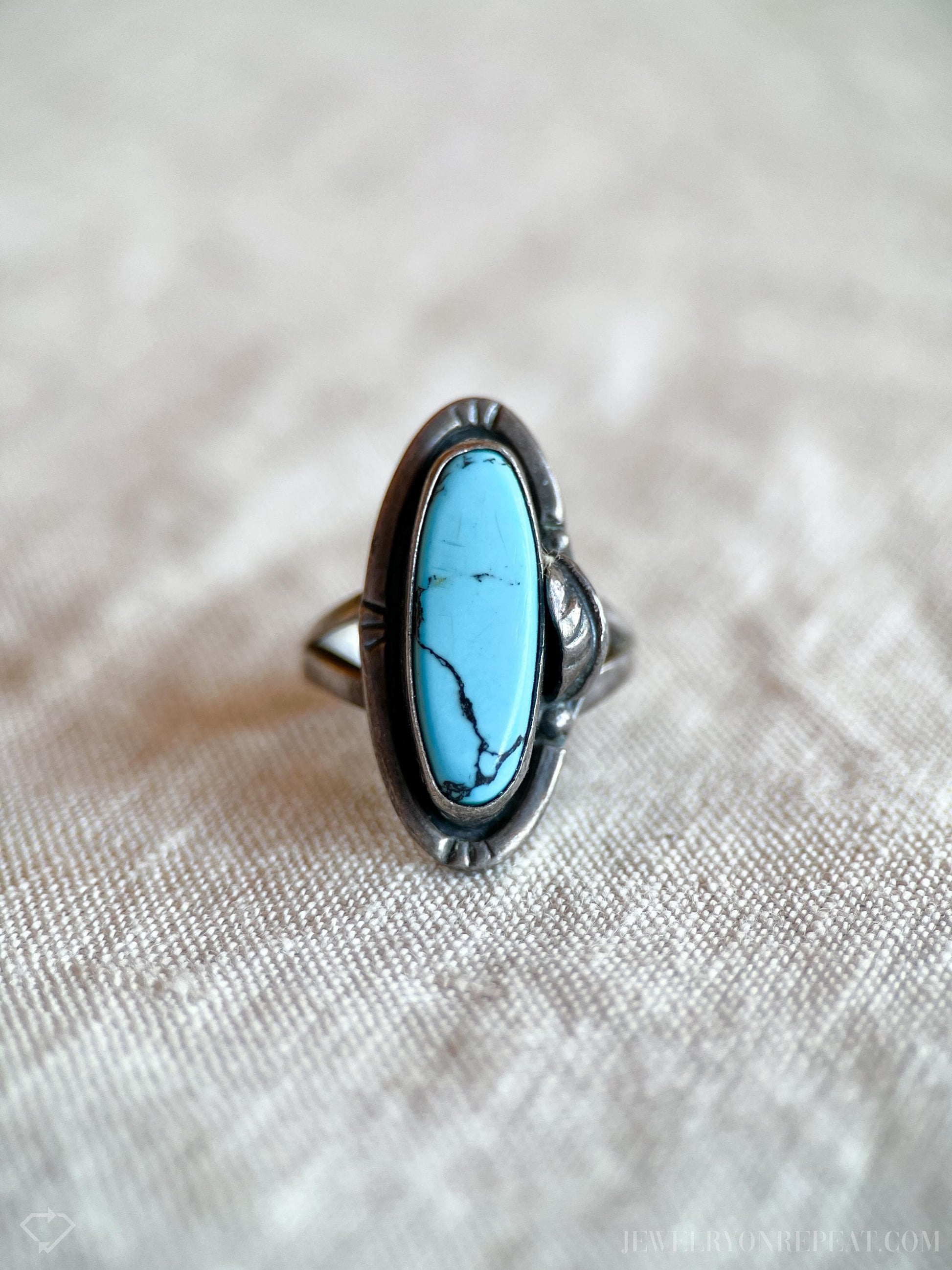 Vintage Turquoise Gemstone Ring in Sterling Silver