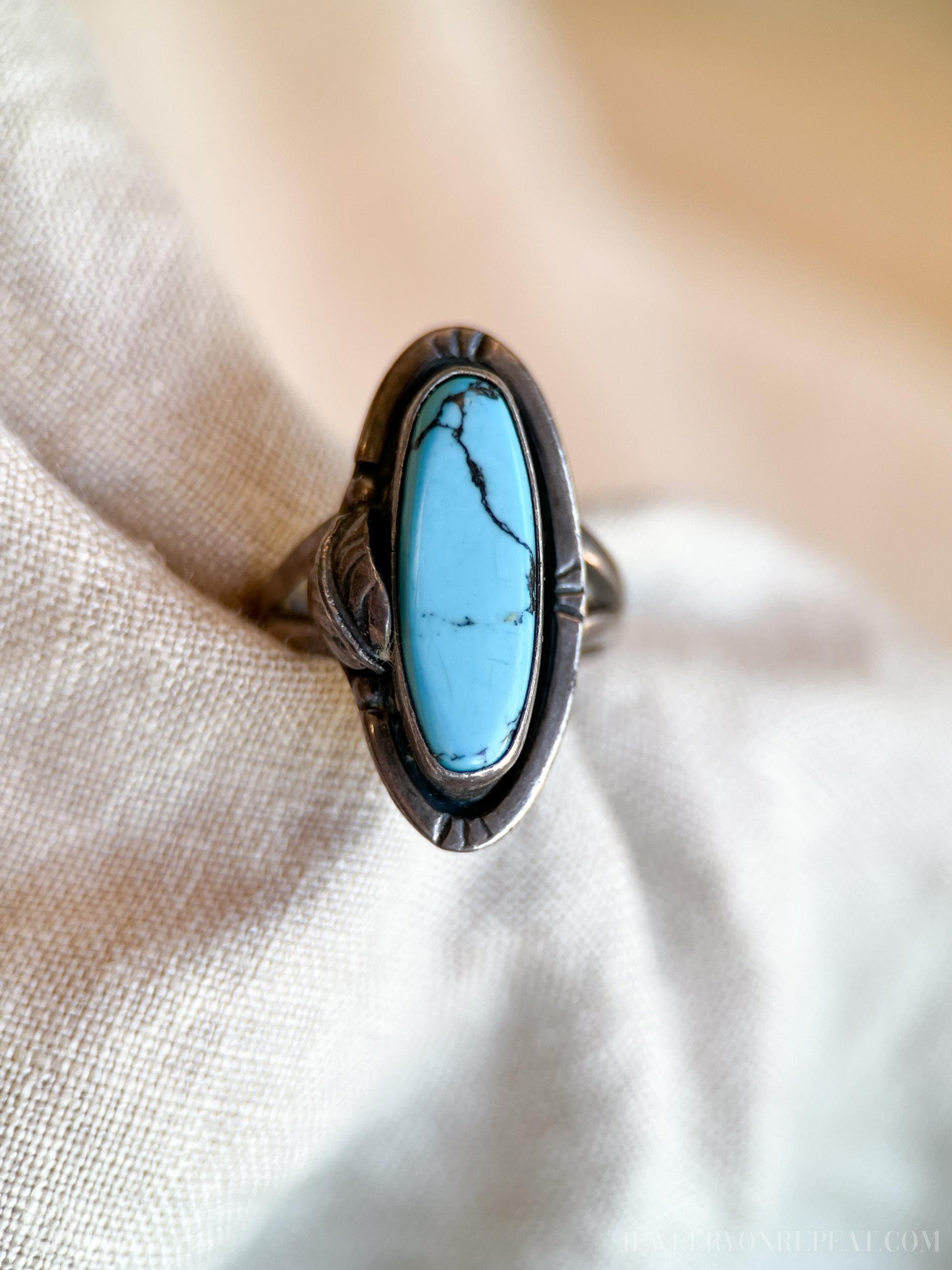 Vintage Turquoise Gemstone Ring in Sterling Silver