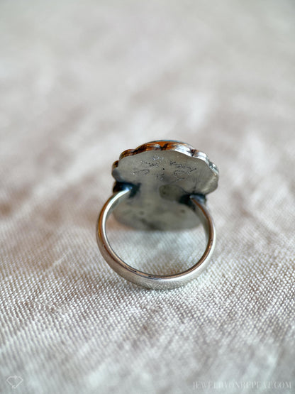 Vintage Turquoise Ring Sterling Silver, Oval Double Bezel, Southwestern Everyday Ring