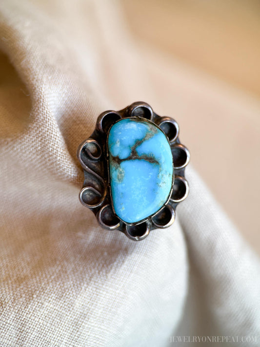 Vintage Turquoise Ring in Sterling Silver