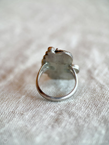 Vintage Turquoise Sterling Silver Ring, Southwestern Floral Statement Jewelry