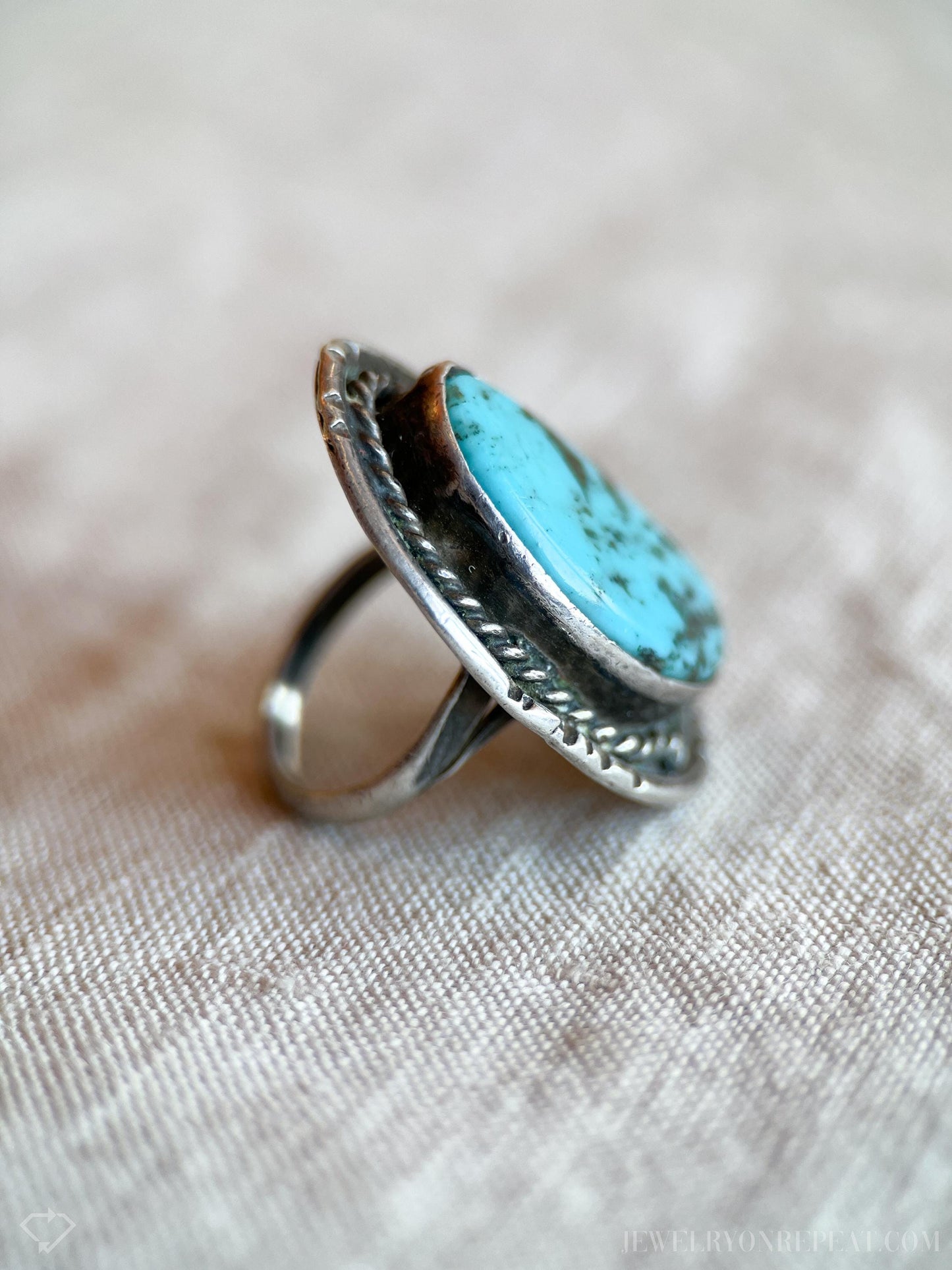 Vintage Turquoise Gemstone Ring in Sterling Silver