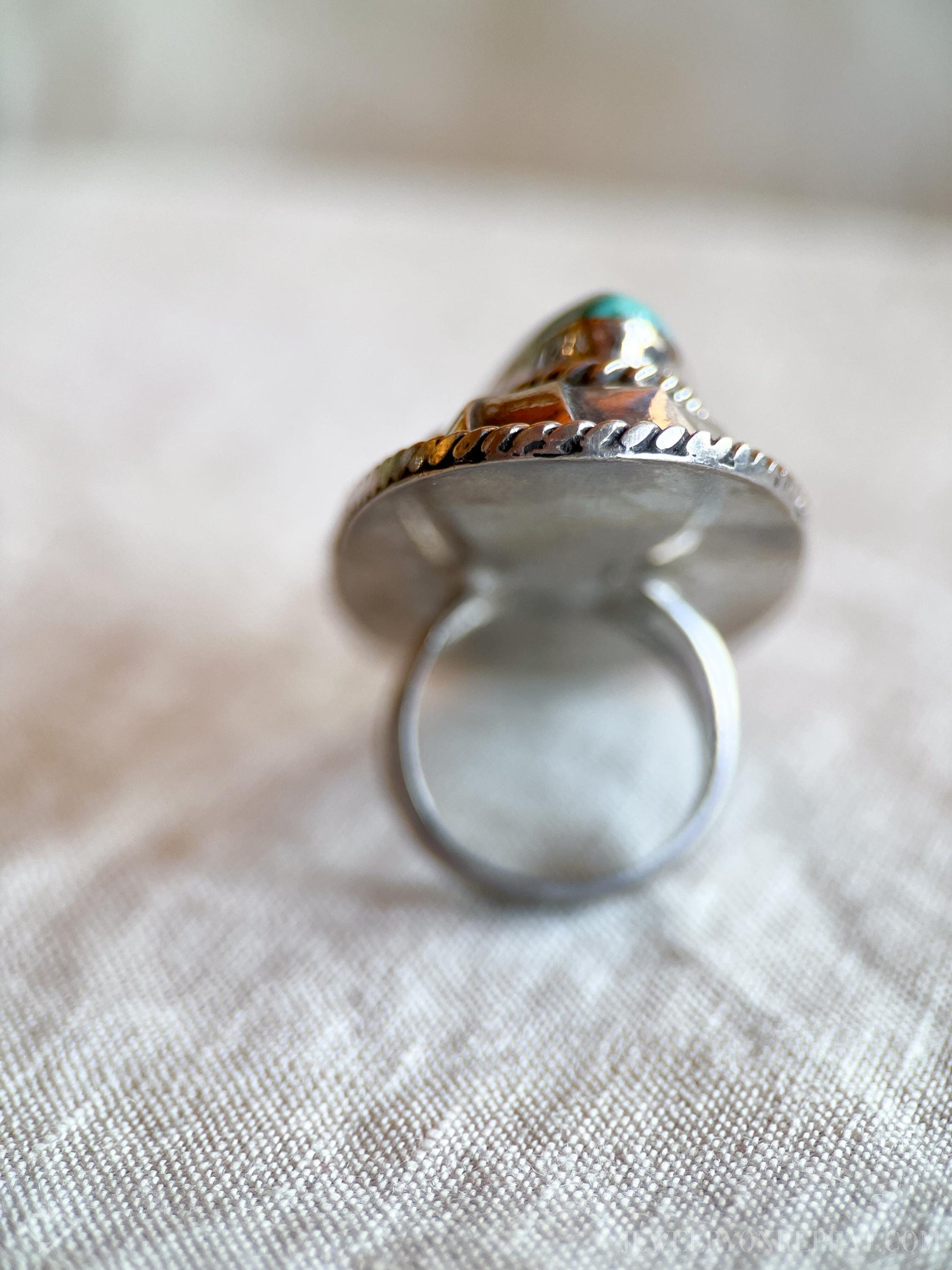 Vintage Sterling Silver Turquoise Statement Ring, Southwestern Boho Jewelry
