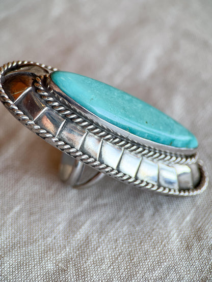Vintage Sterling Silver Turquoise Statement Ring, Southwestern Boho Jewelry