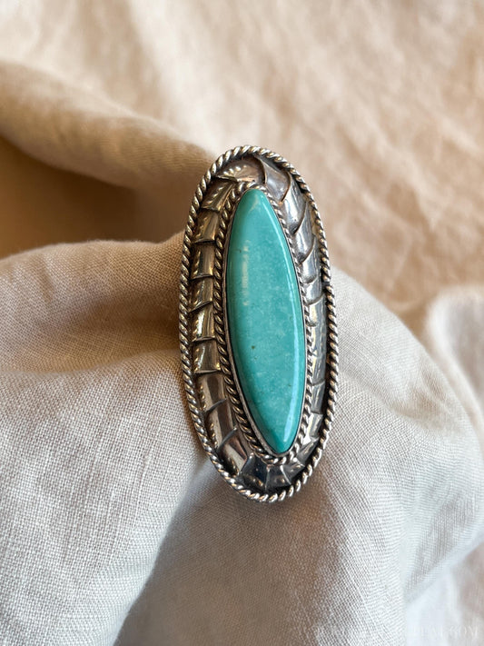 Vintage Sterling Silver Turquoise Statement Ring, Southwestern Boho Jewelry