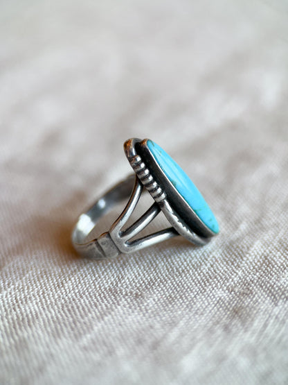 Vintage Turquoise Ring Sterling Silver, Southwestern Statement Boho Jewelry