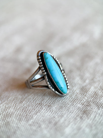 Vintage Turquoise Ring Sterling Silver, Southwestern Statement Boho Jewelry