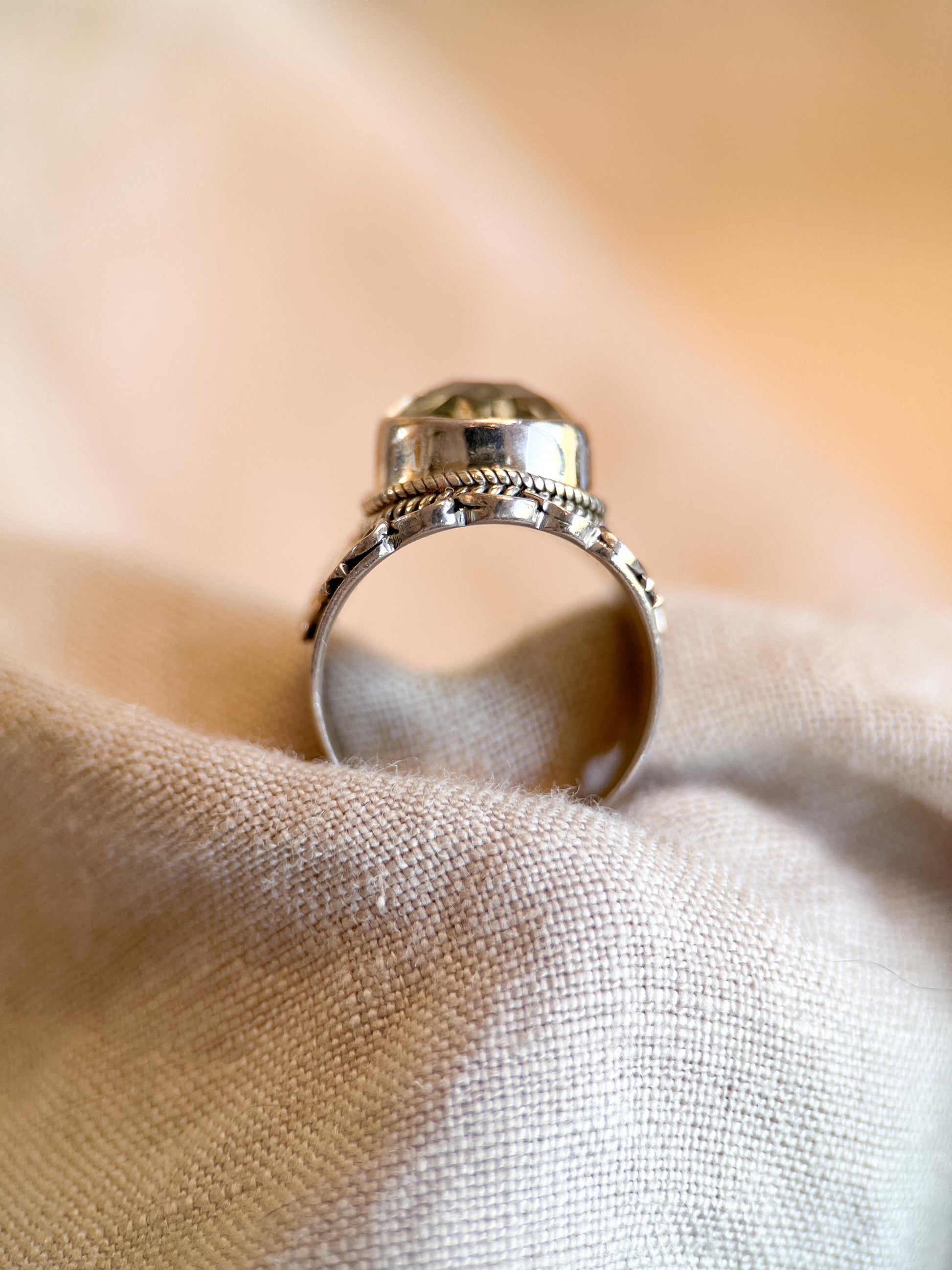 Vintage Prasiolite Gemstone Ring in Sterling Silver