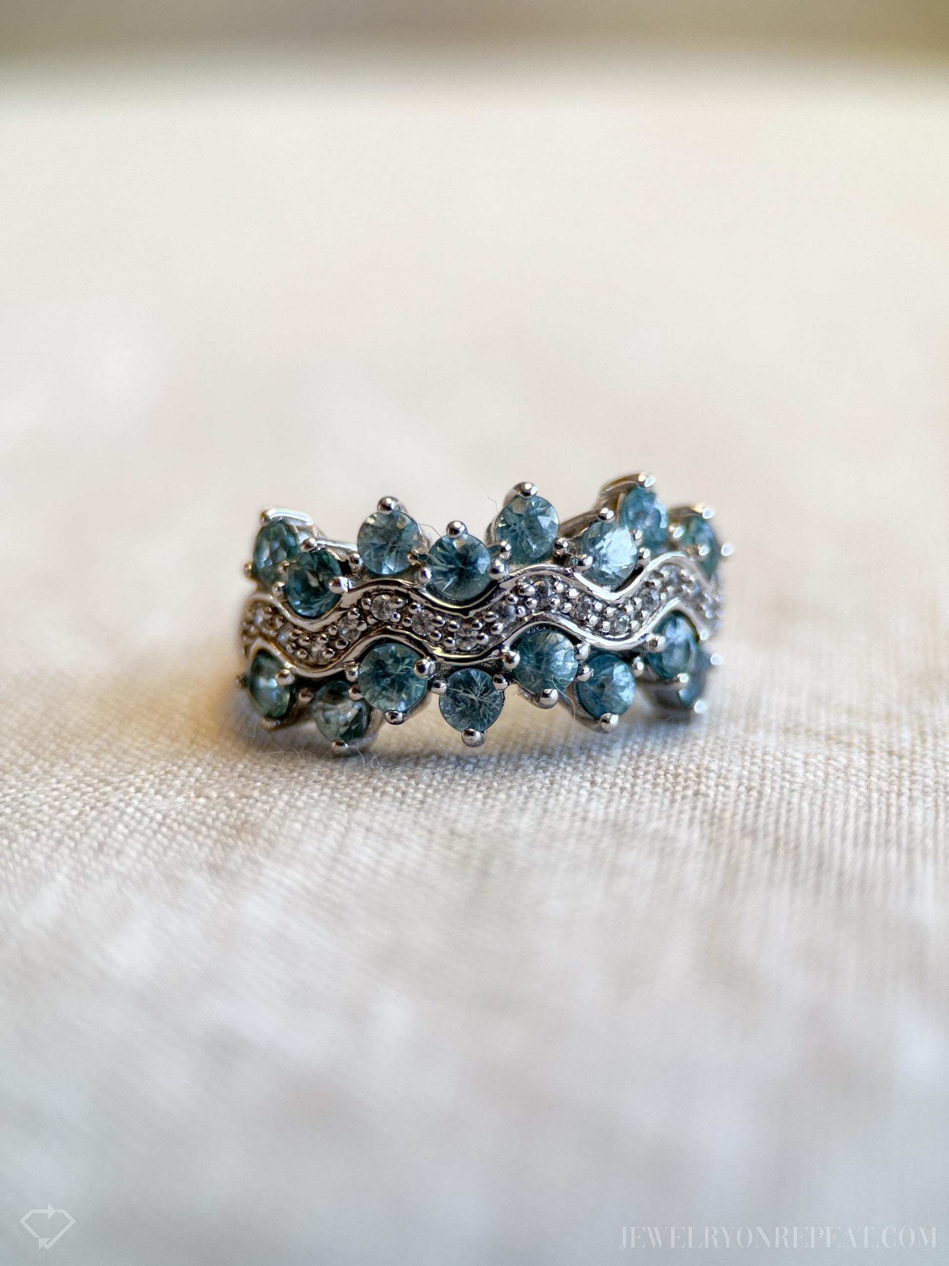 Vintage Blue Zircon Gemstone Ring in Sterling Silver