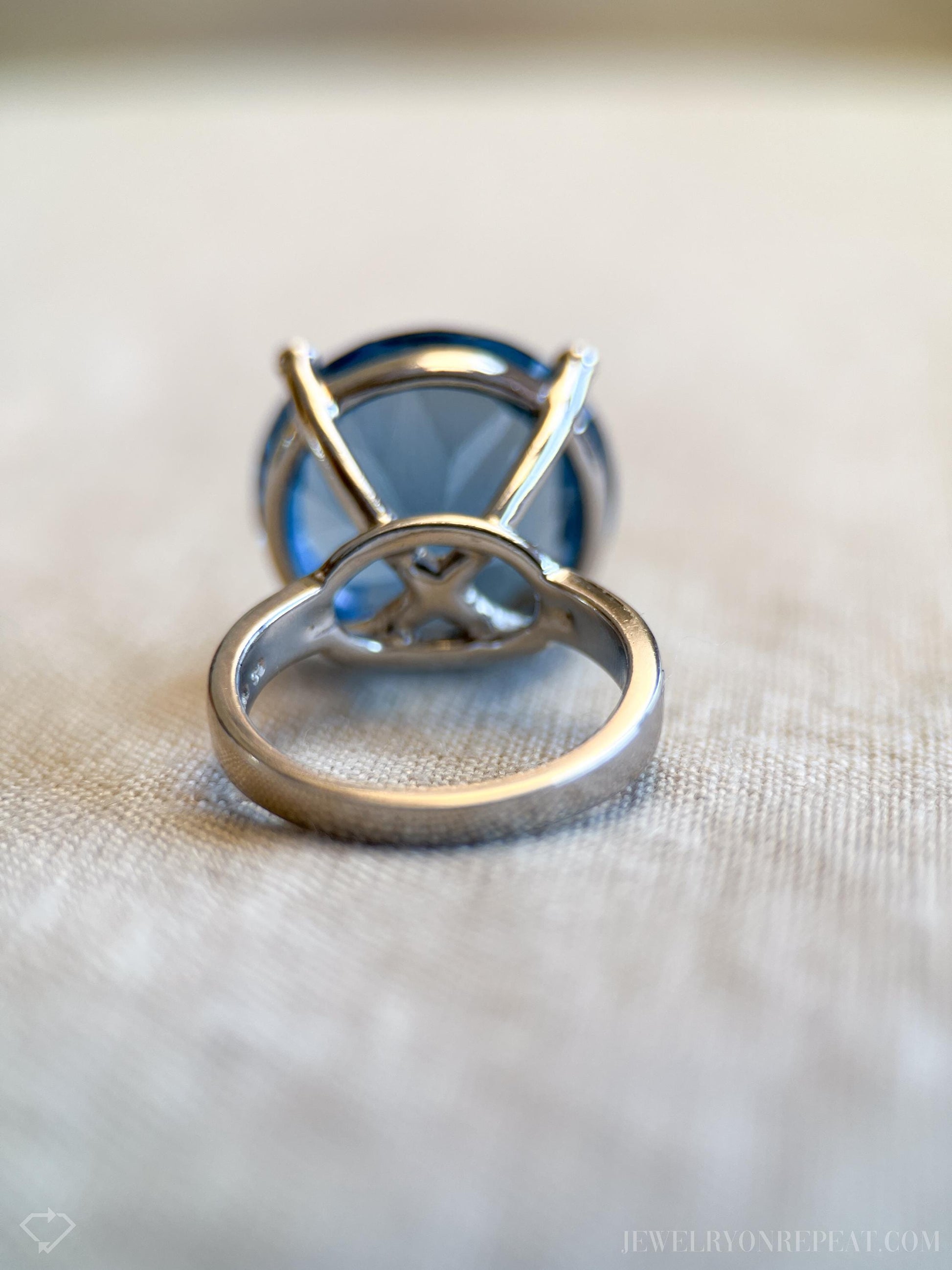 Vintage Sterling Silver Solitaire Gemstone Ring, Cocktail Statement Jewelry