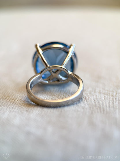 Vintage Sterling Silver Solitaire Gemstone Ring, Cocktail Statement Jewelry