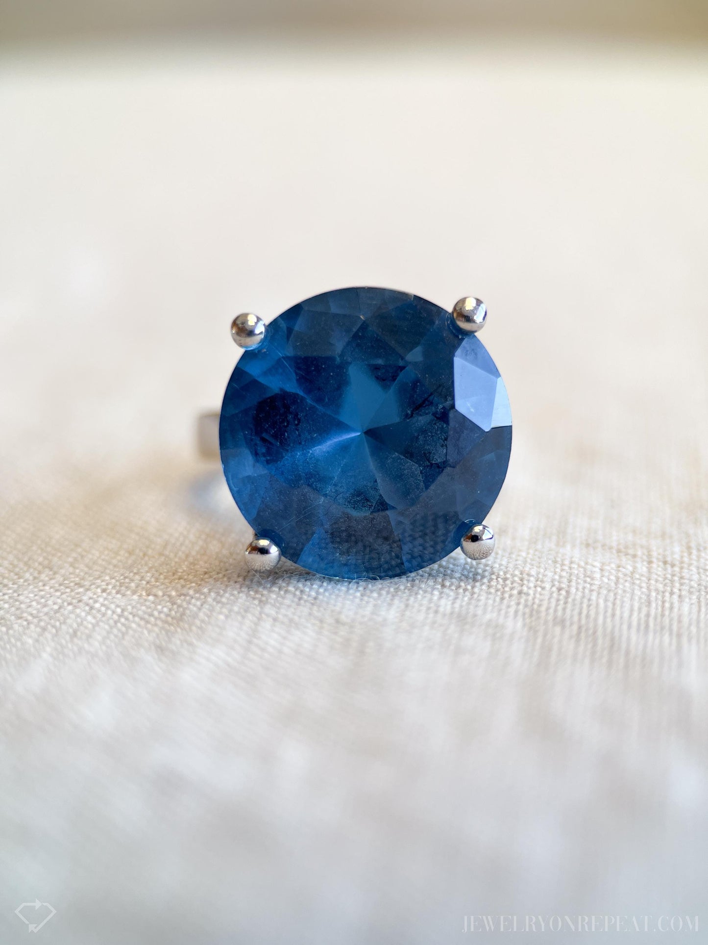 Vintage Sterling Silver Solitaire Gemstone Ring, Cocktail Statement Jewelry
