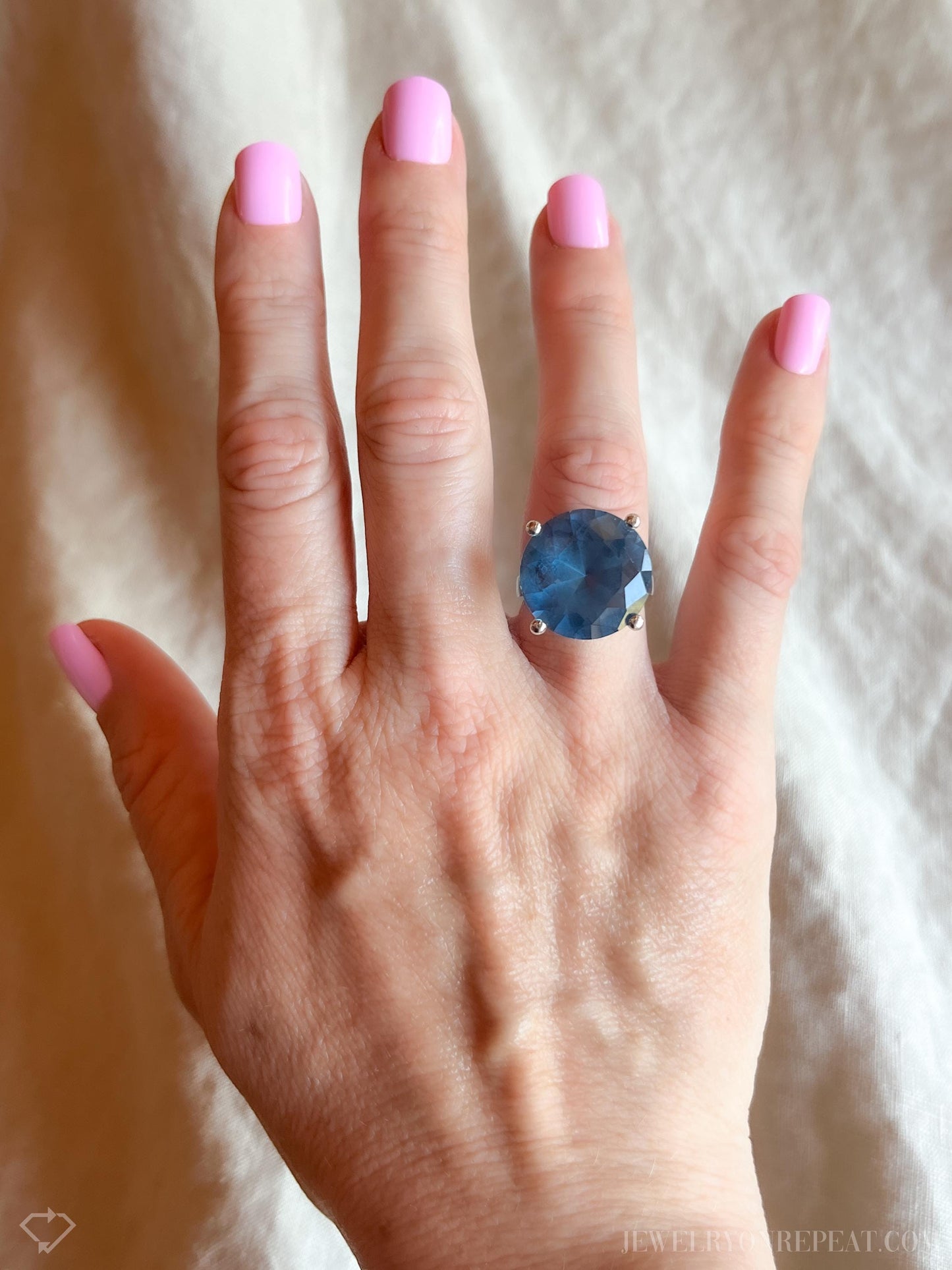Vintage Sterling Silver Solitaire Gemstone Ring, Cocktail Statement Jewelry