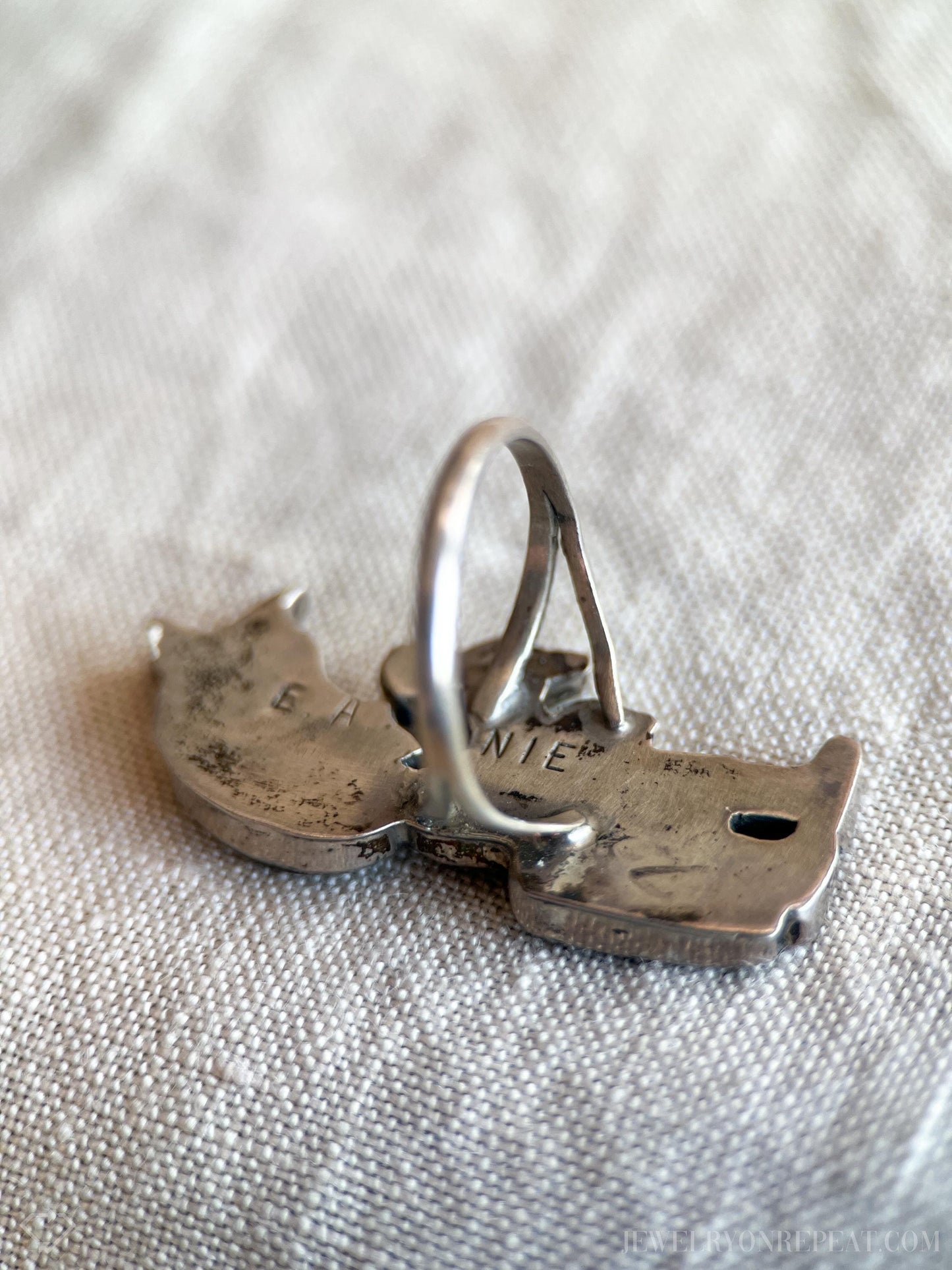 Vintage Gemstone Inlay Figure Ring Sterling Silver, Southwestern Jewelry, Everyday Ring