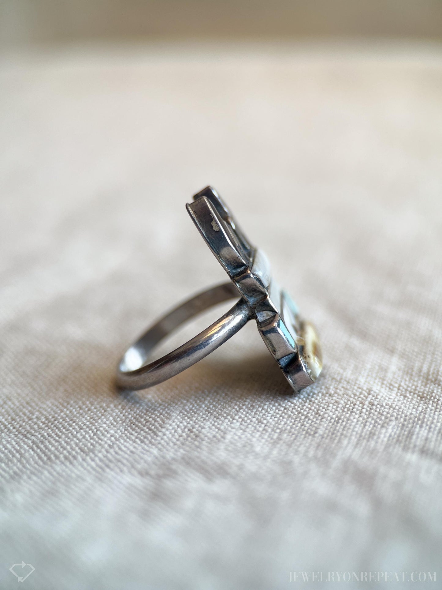 Vintage Tribal Gemstone Ring in Sterling Silver