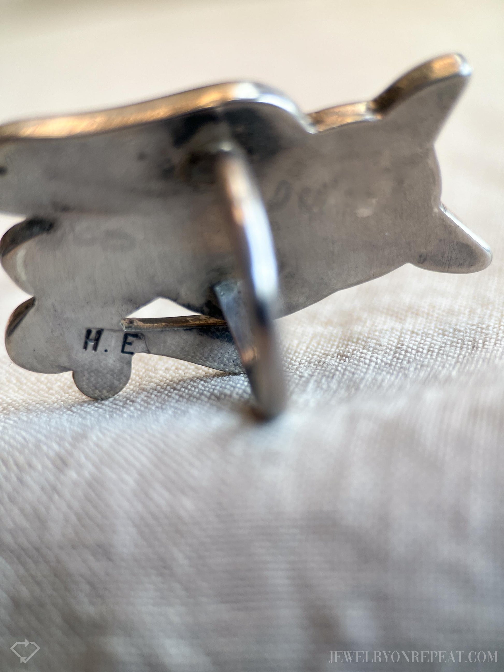 Vintage Owl Gemstone Ring in Sterling Silver