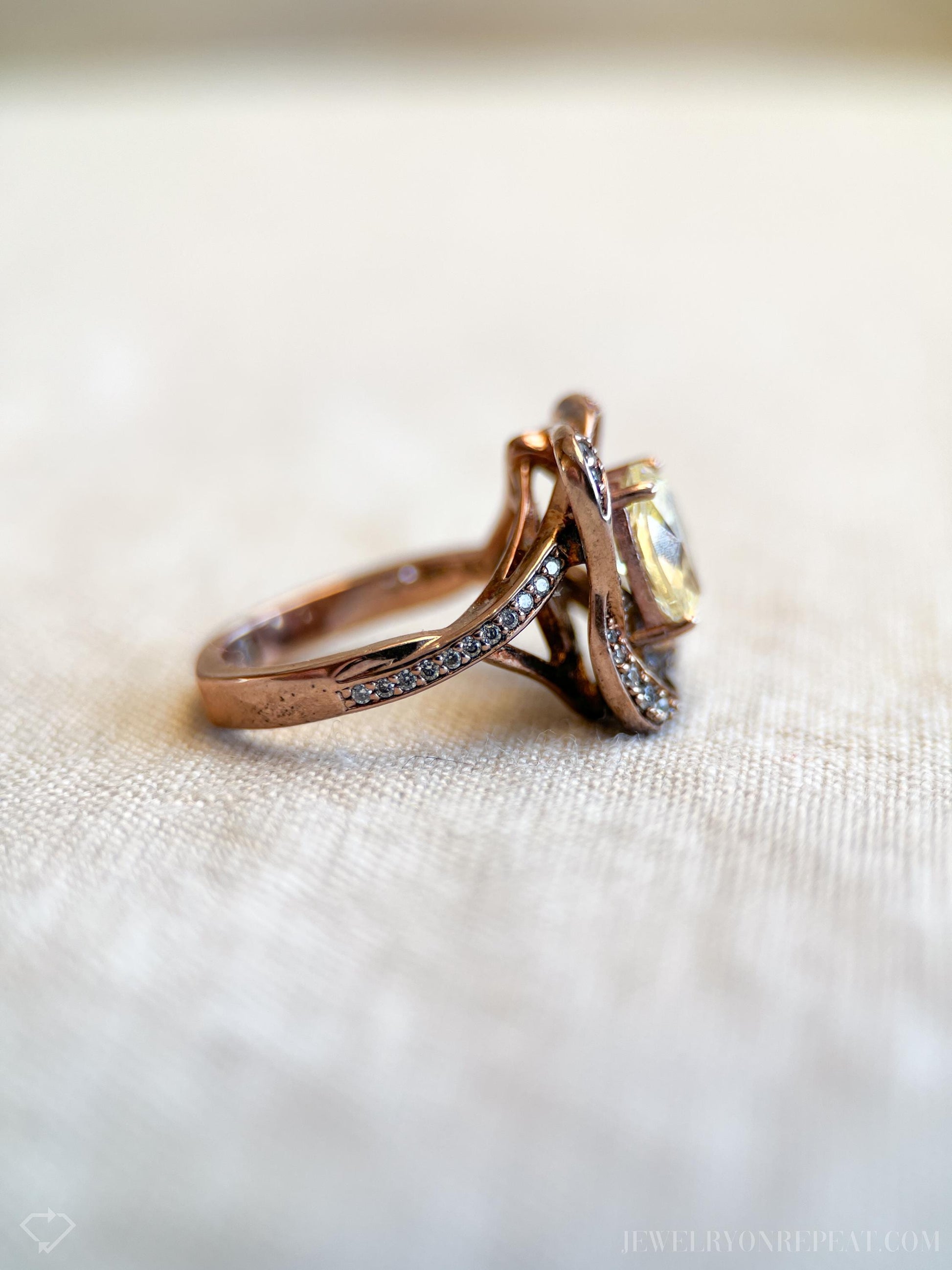 Vintage Gemstone Ring in Rose Gold Plated Sterling Silver