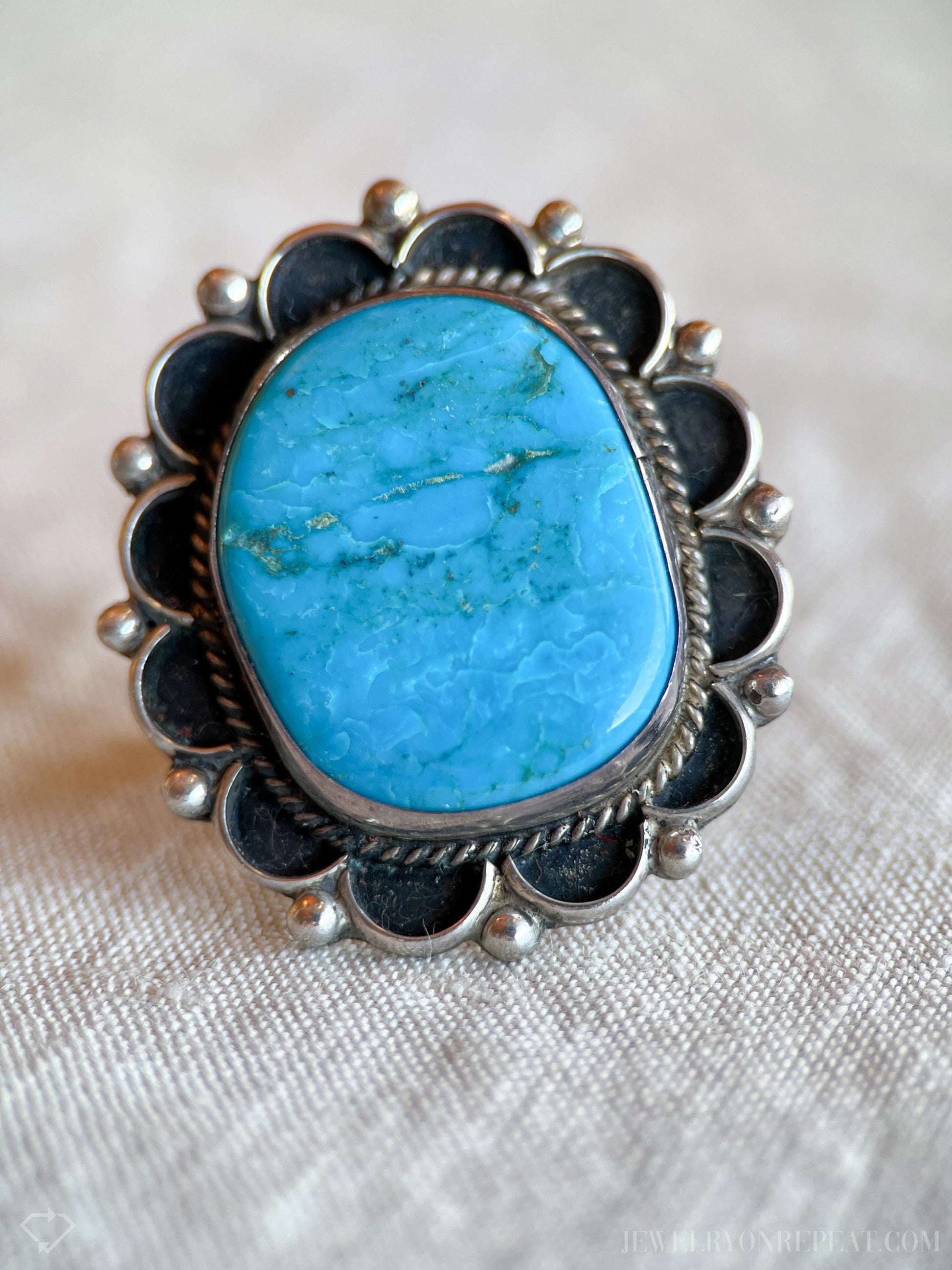 Vintage Turquoise Gemstone Ring in Sterling Silver