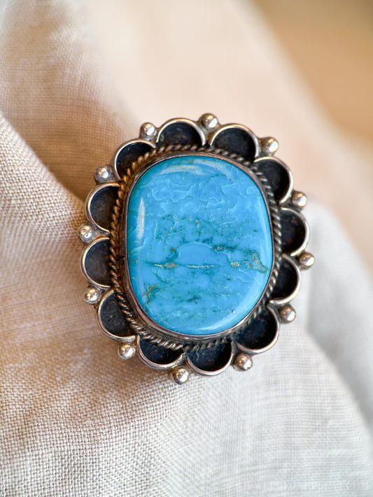 Vintage Turquoise Gemstone Ring in Sterling Silver