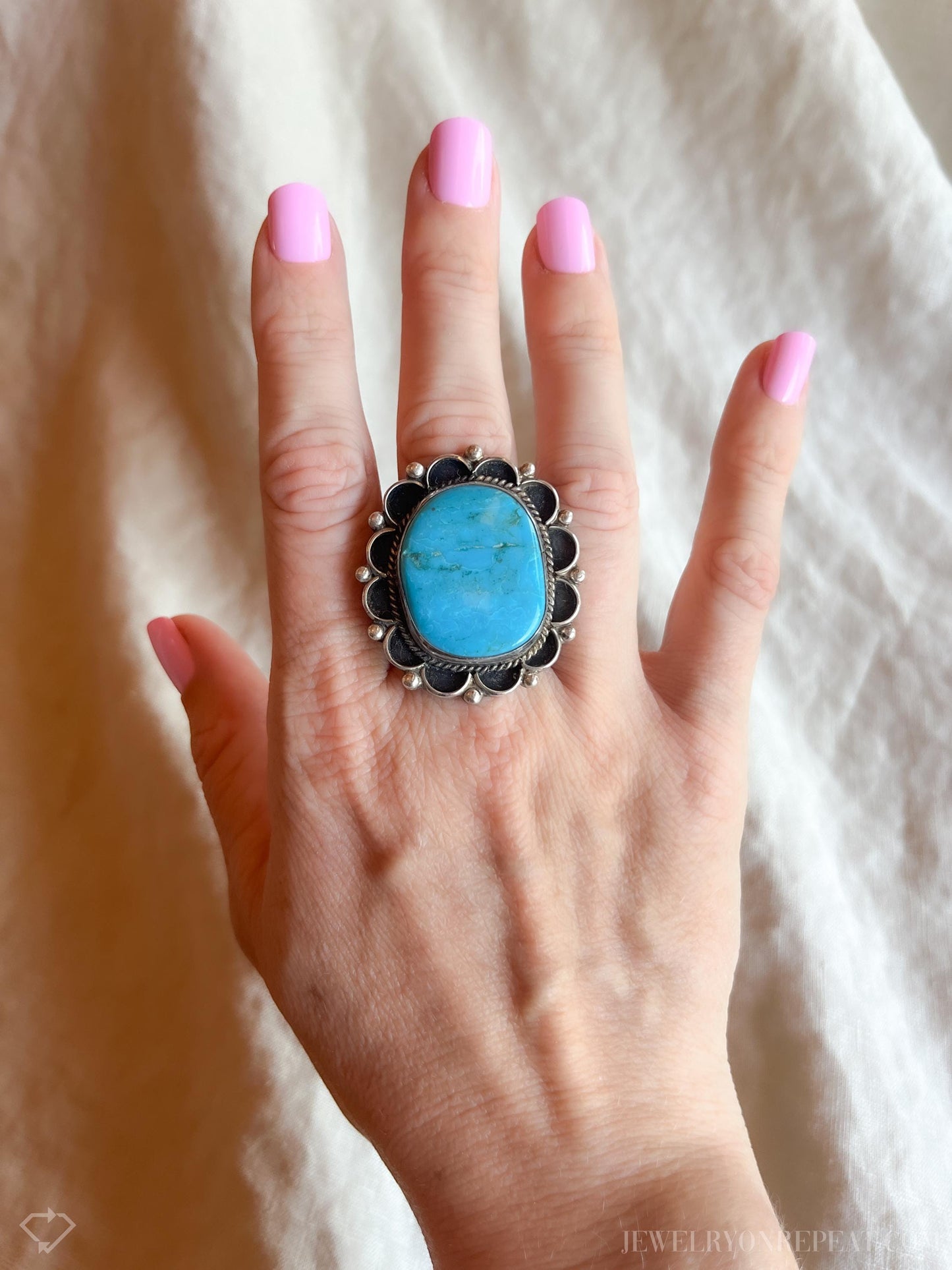 Vintage Turquoise Gemstone Ring in Sterling Silver