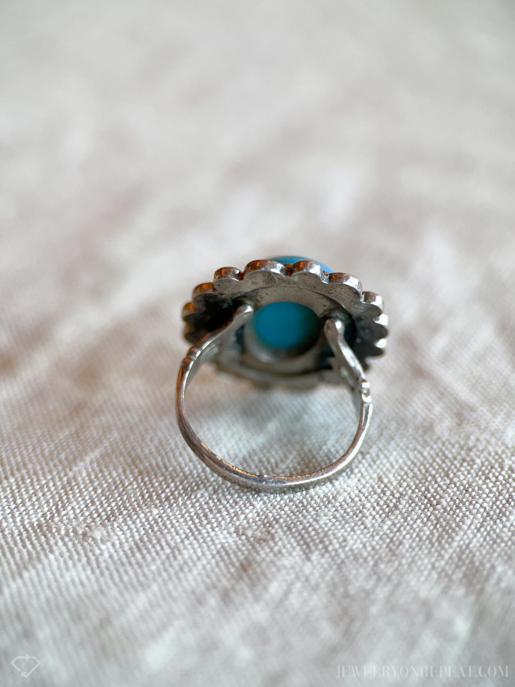 Vintage Turquoise Gemstone Ring in Sterling Silver