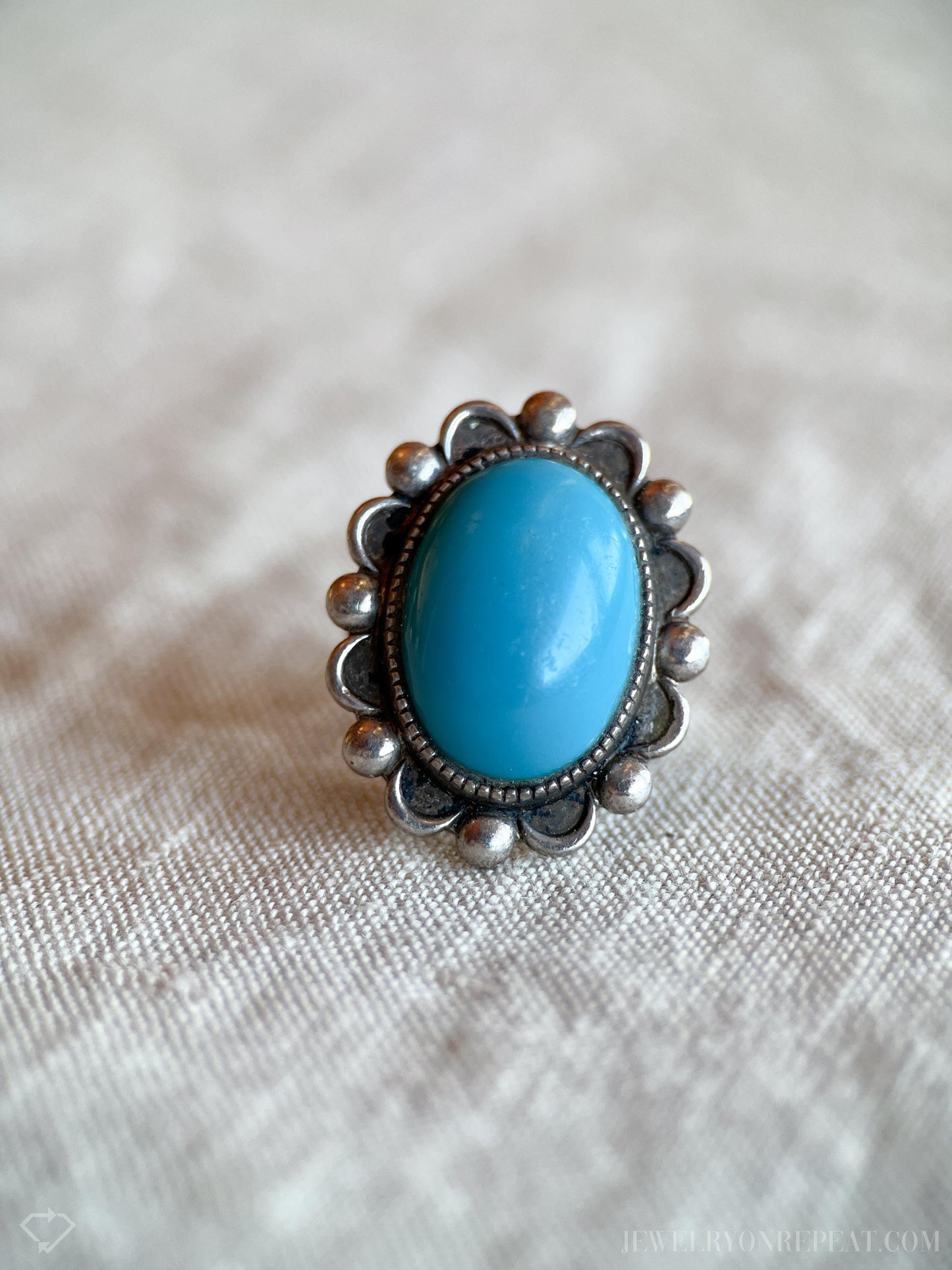 Vintage Turquoise Gemstone Ring in Sterling Silver